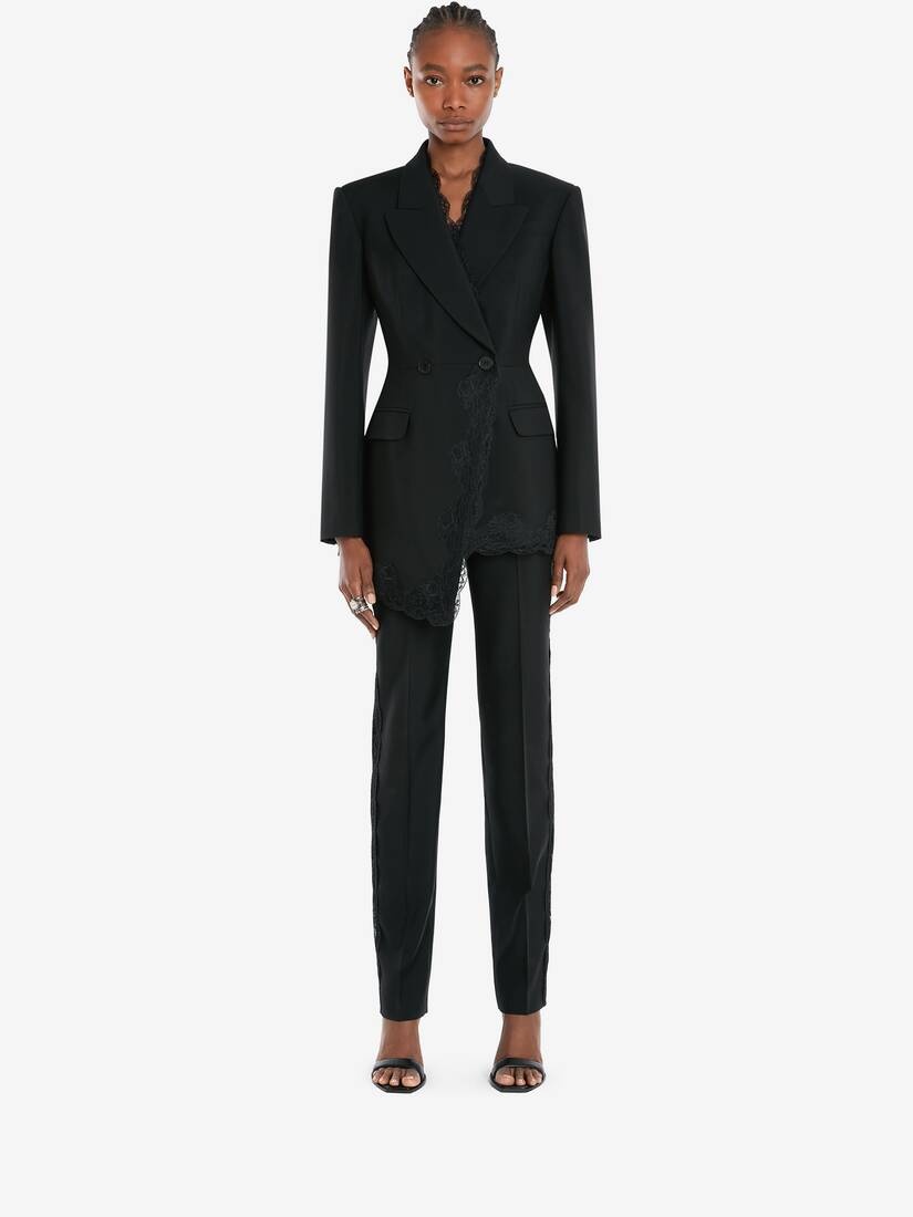 Double-breasted Wool Jacket in Black - 2