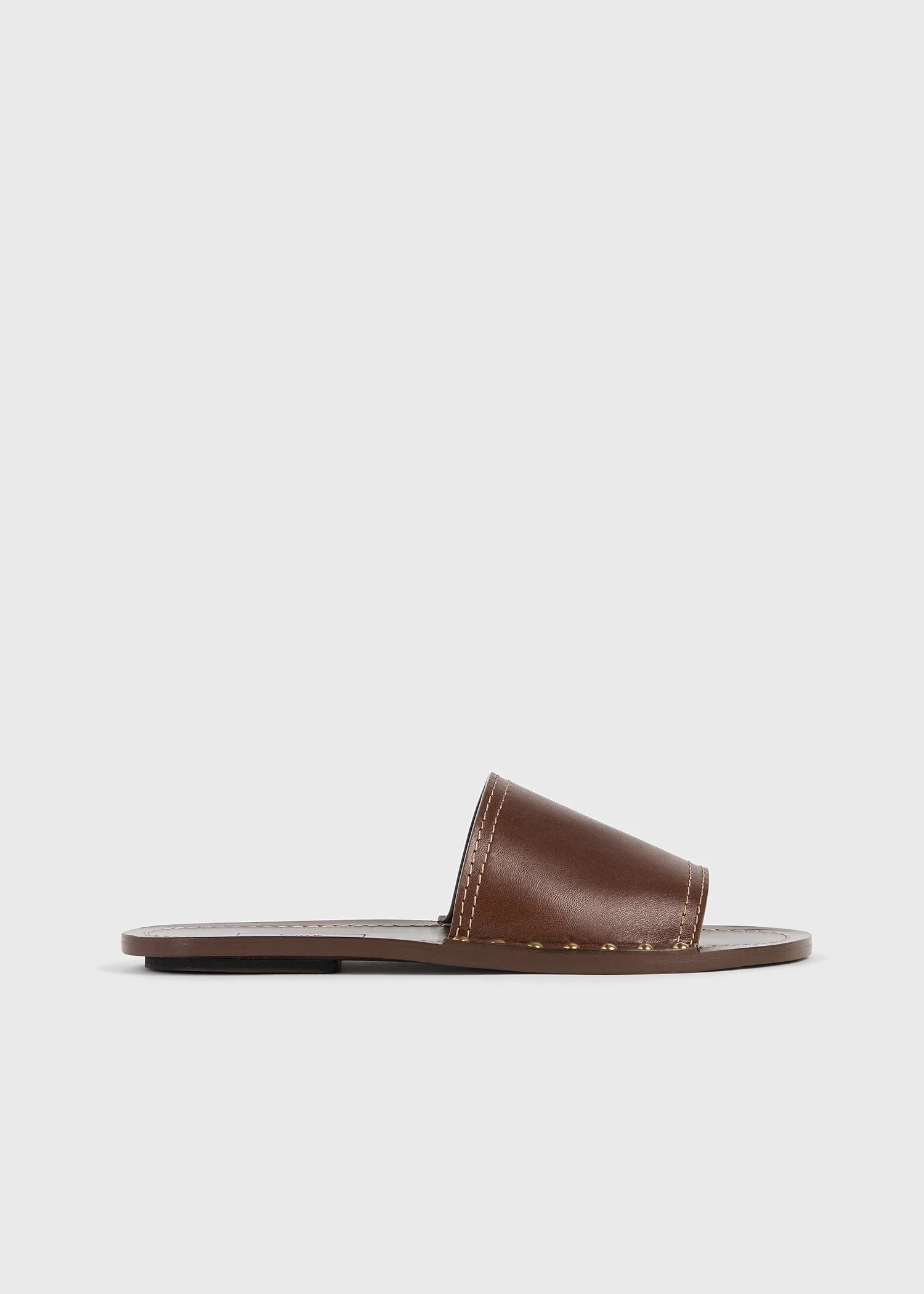 Studded leather slides sienna - 1