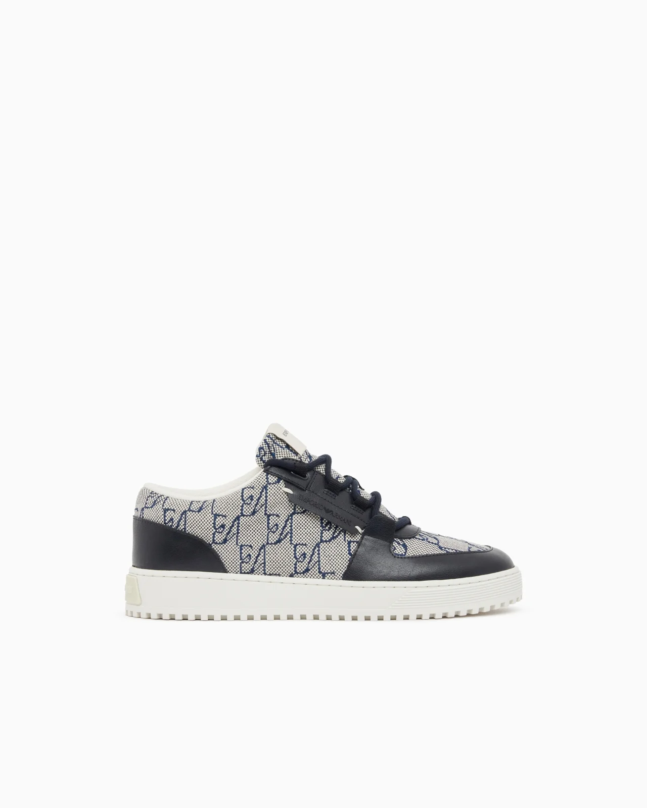 SNEAKERS IN CANVAS AND LEATHER WITH AN ALL-OVER LOGO PATTERN - 1
