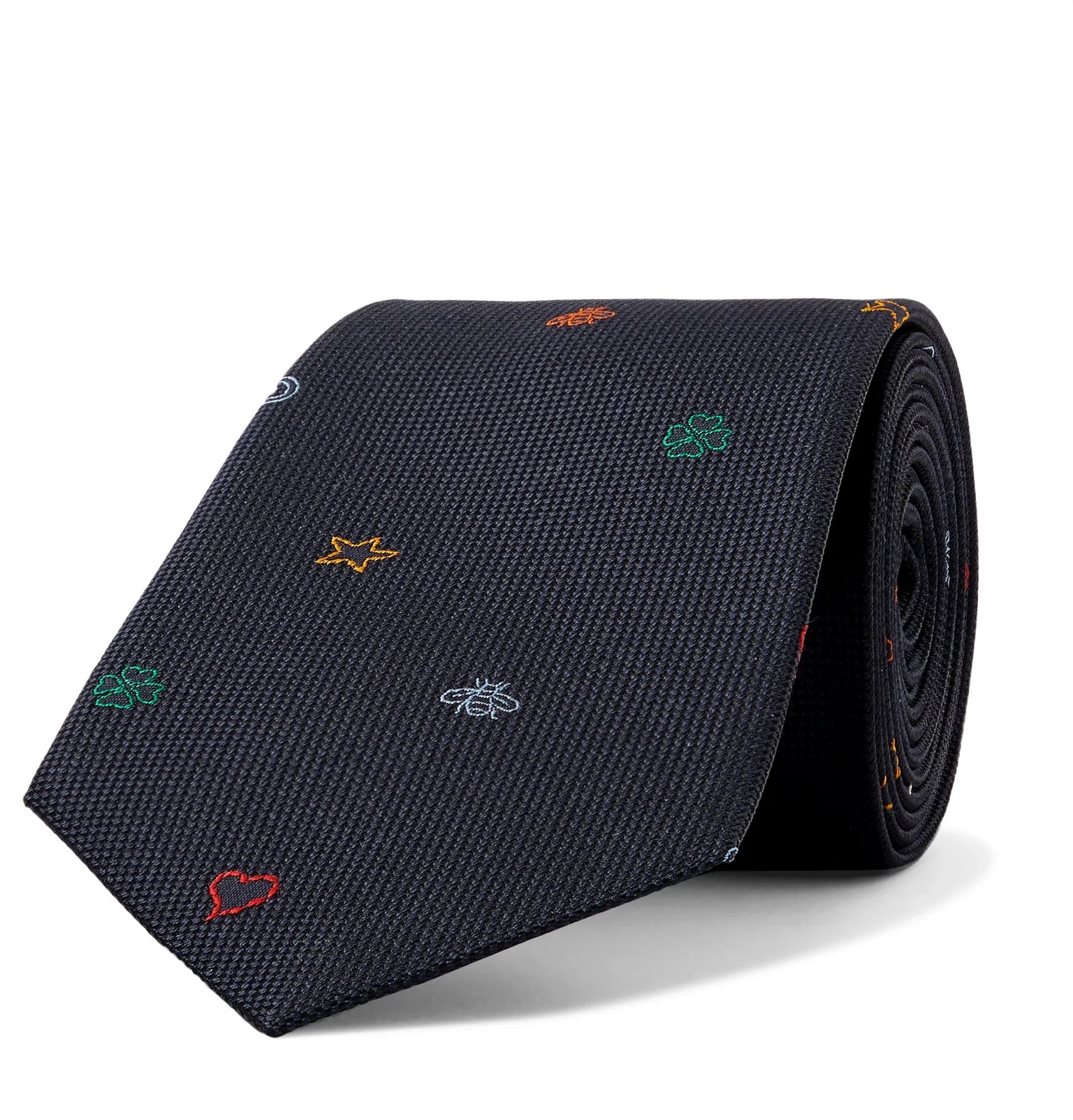 7.5cm Appliquéd Textured-Silk Tie - 1