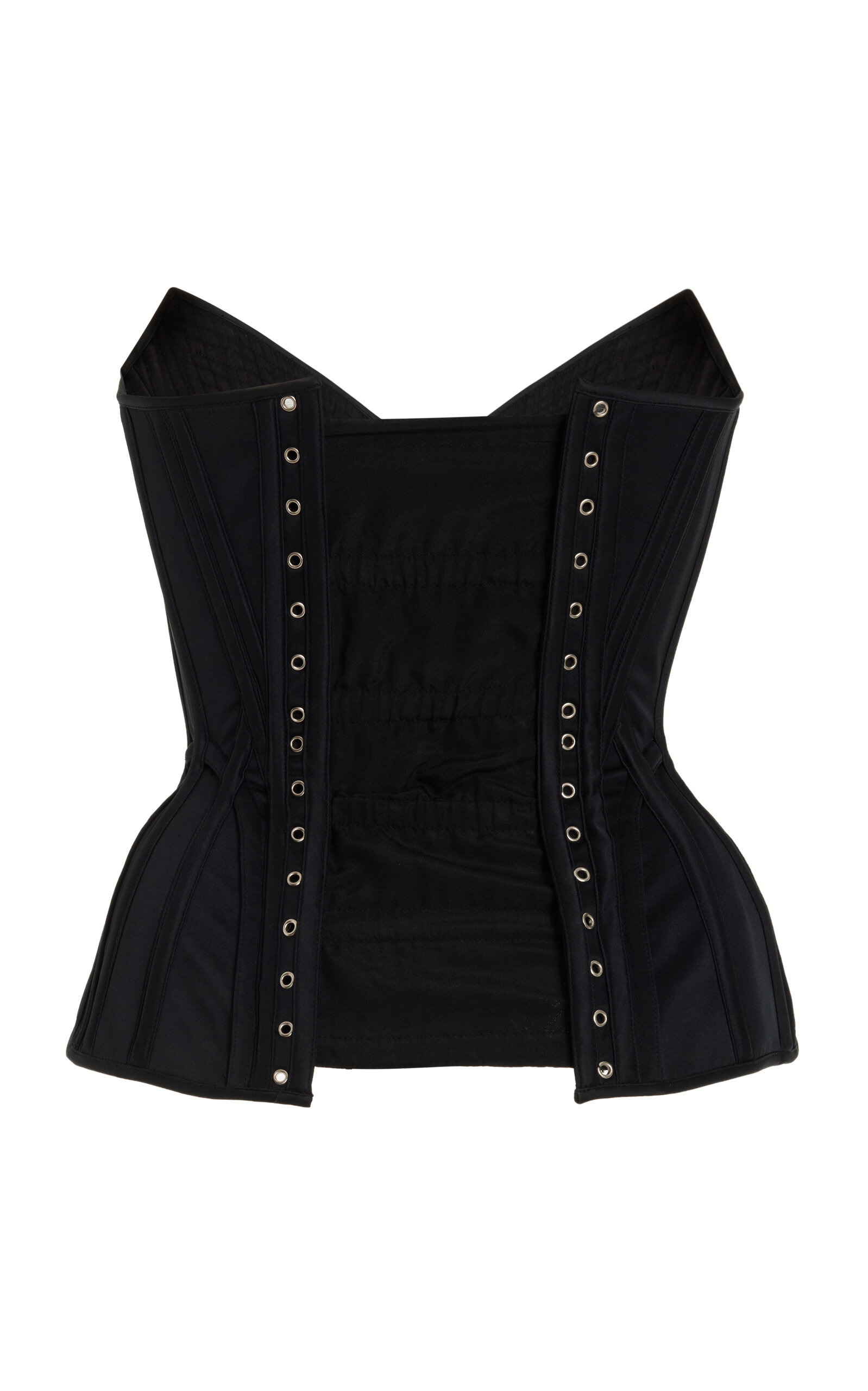 Wasp Zipper-Detailed Satin Corset Top black - 3
