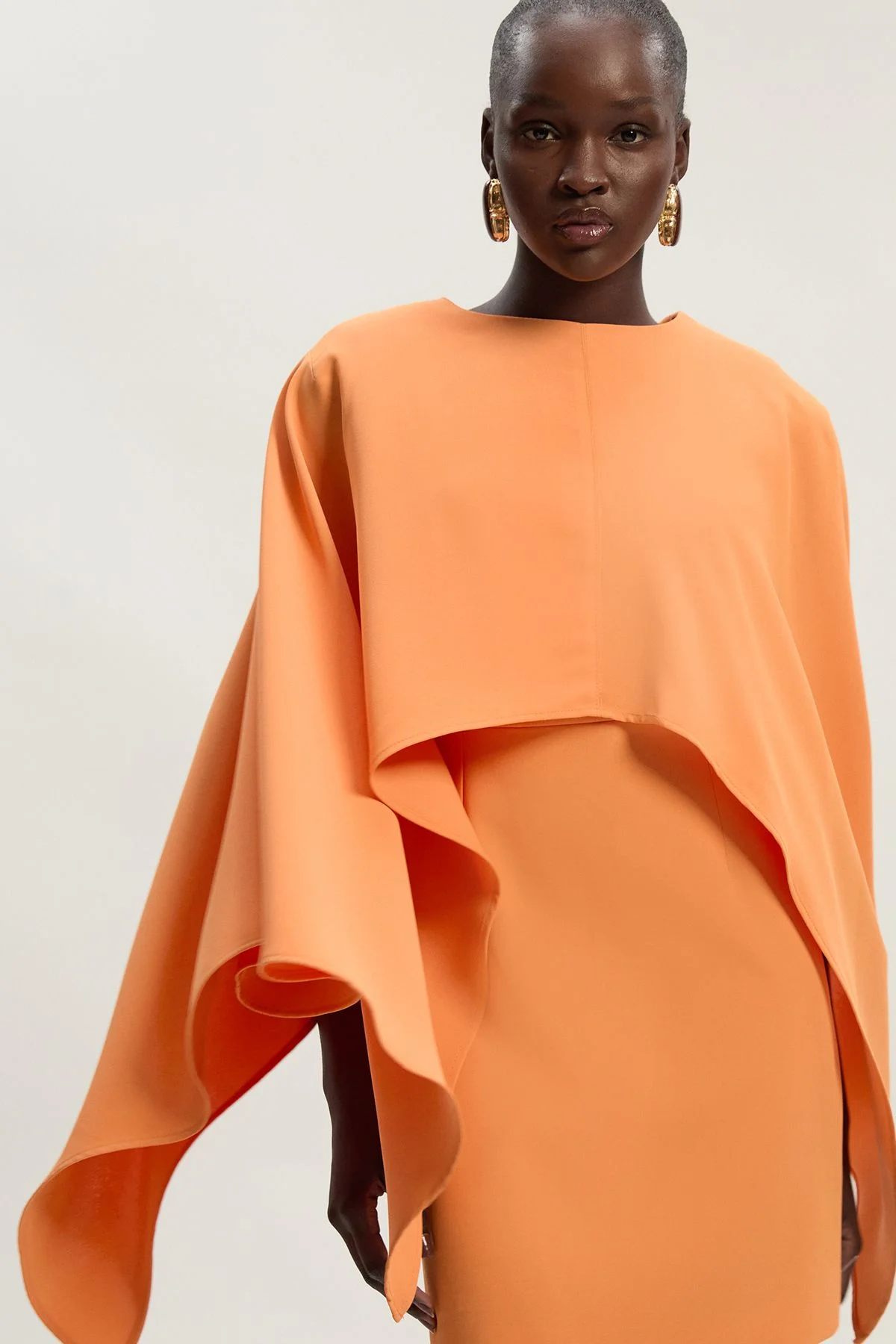 Soft Tailored Cape Detail Mini Dress - 1