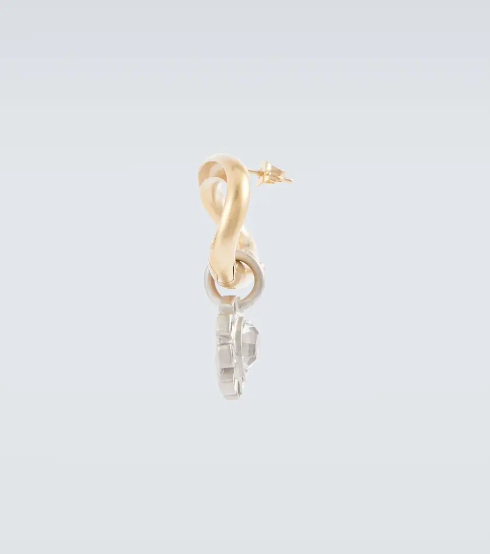 Embellished brass single earring - 2