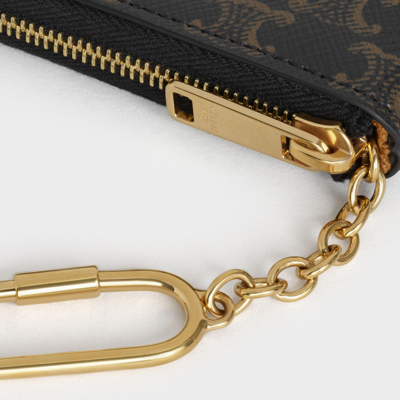 COIN & CARD POUCH WITH HOOK IN TRIOMPHE CANVAS WITH EMBROIDERED CELINE 4