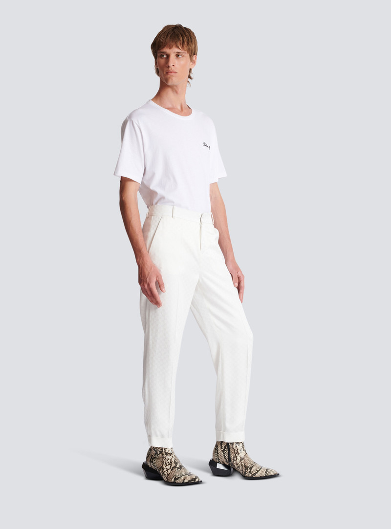 Monogram satin trousers 3