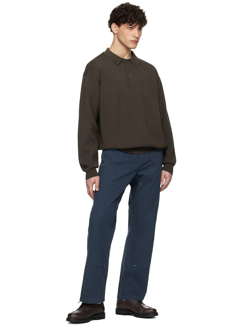 UNIFORM BRIDGE Brown Collar L/S Knit Polo outlook
