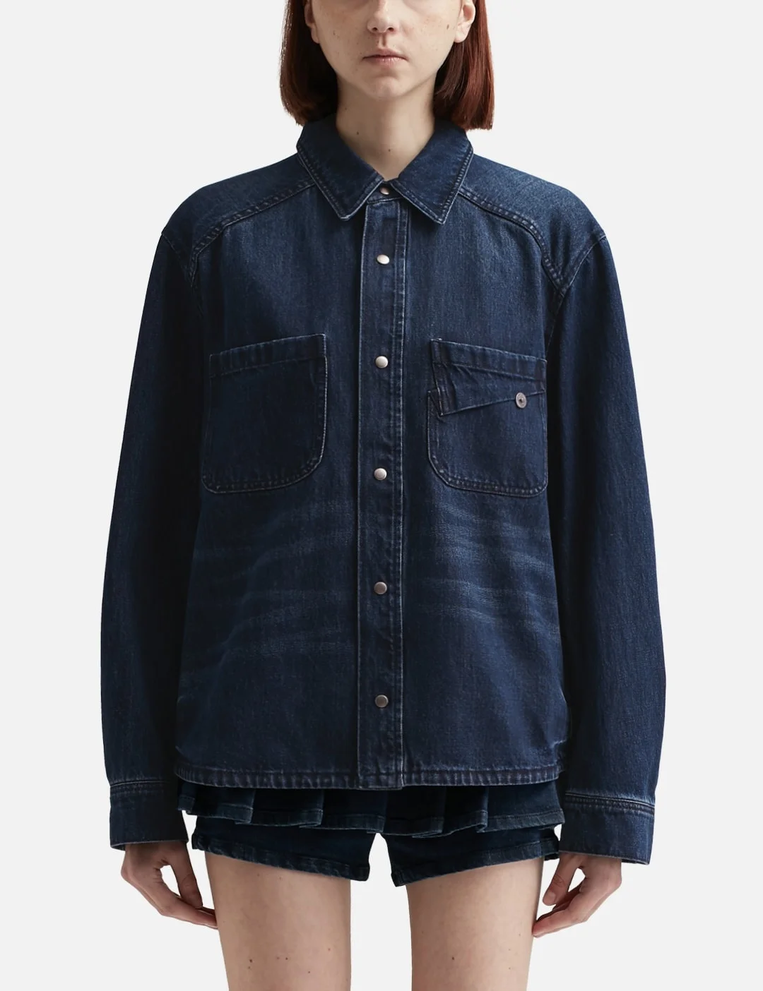 PIN-TUCK DENIM SHIRT - 1