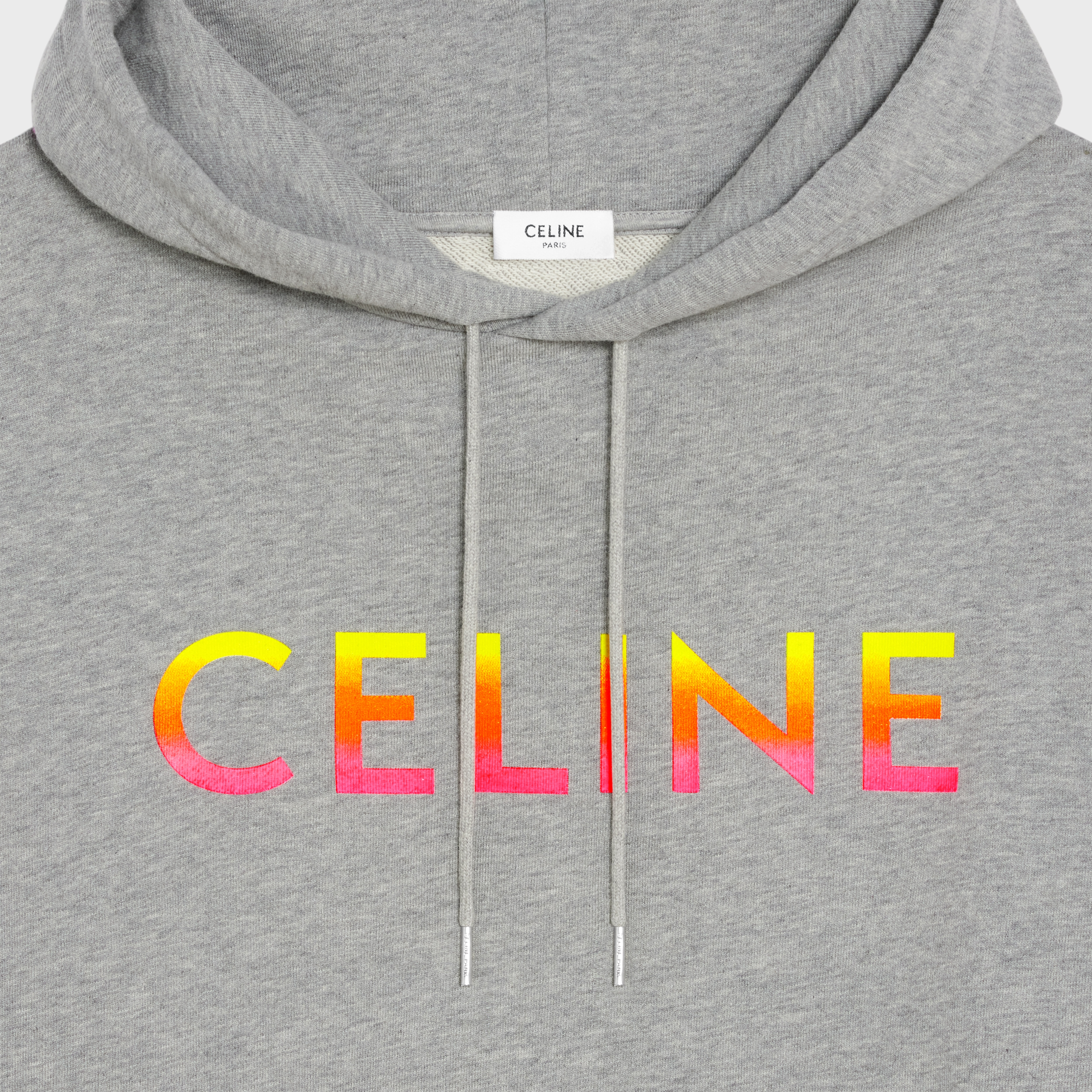 CELINE LOOSE HOODIE IN COTTON FLEECE - GREY/ BLACK