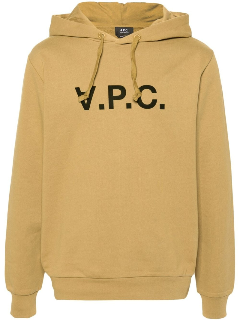 logo-flocked cotton hoodie 1