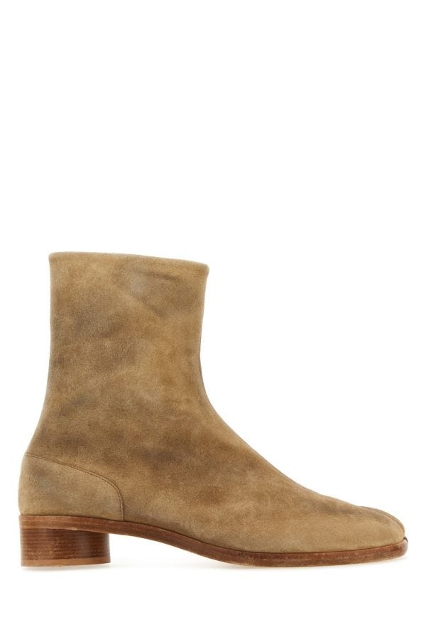 Beige suede Tabi ankle boots - 1