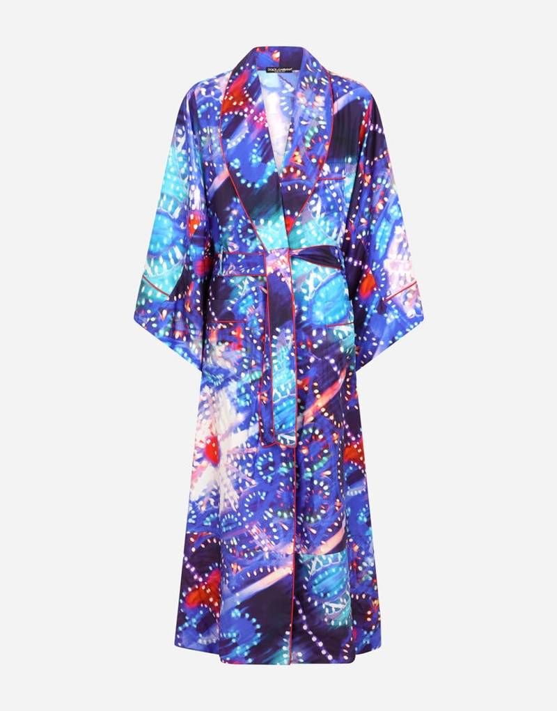 Silk illumination-print robe 1