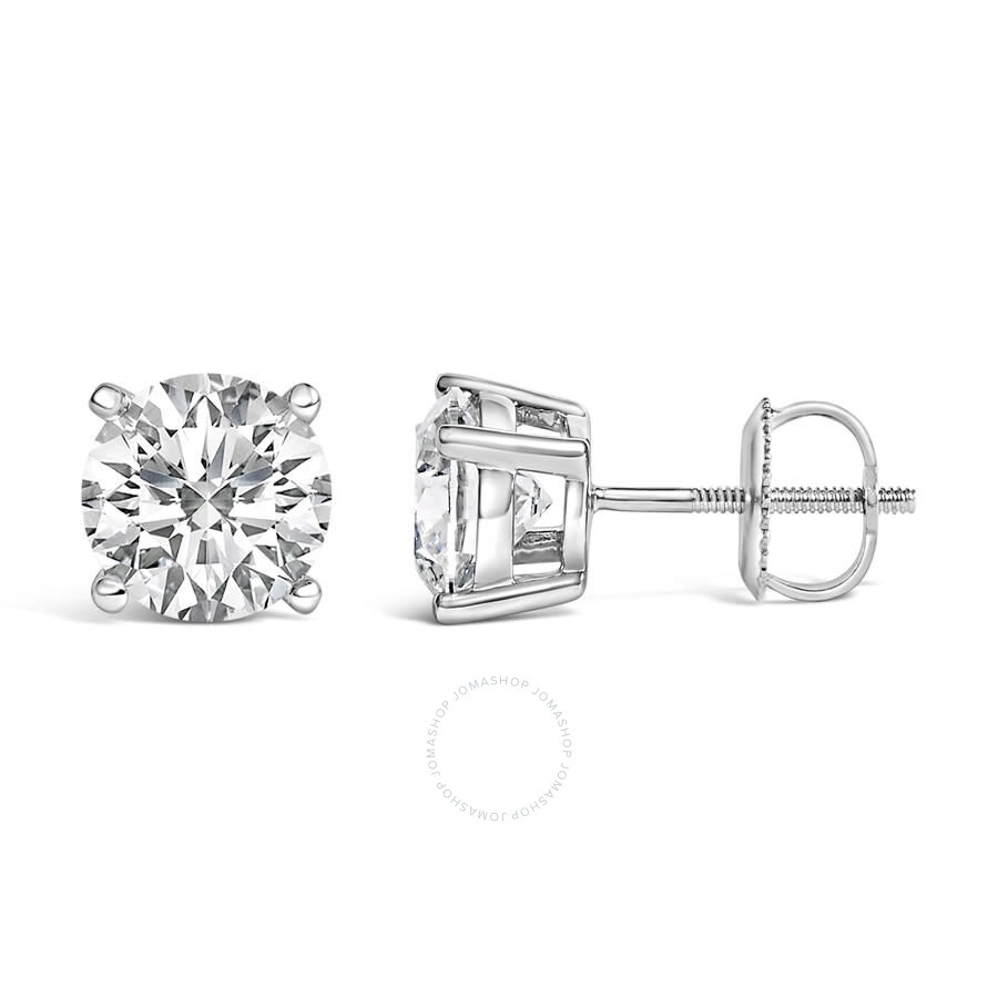 Haus Of Brilliance - Haus of Brilliance 14K White Gold 2 1/2 Cttw Lab Grown Diamond Solitaire Stud Earrings - 3