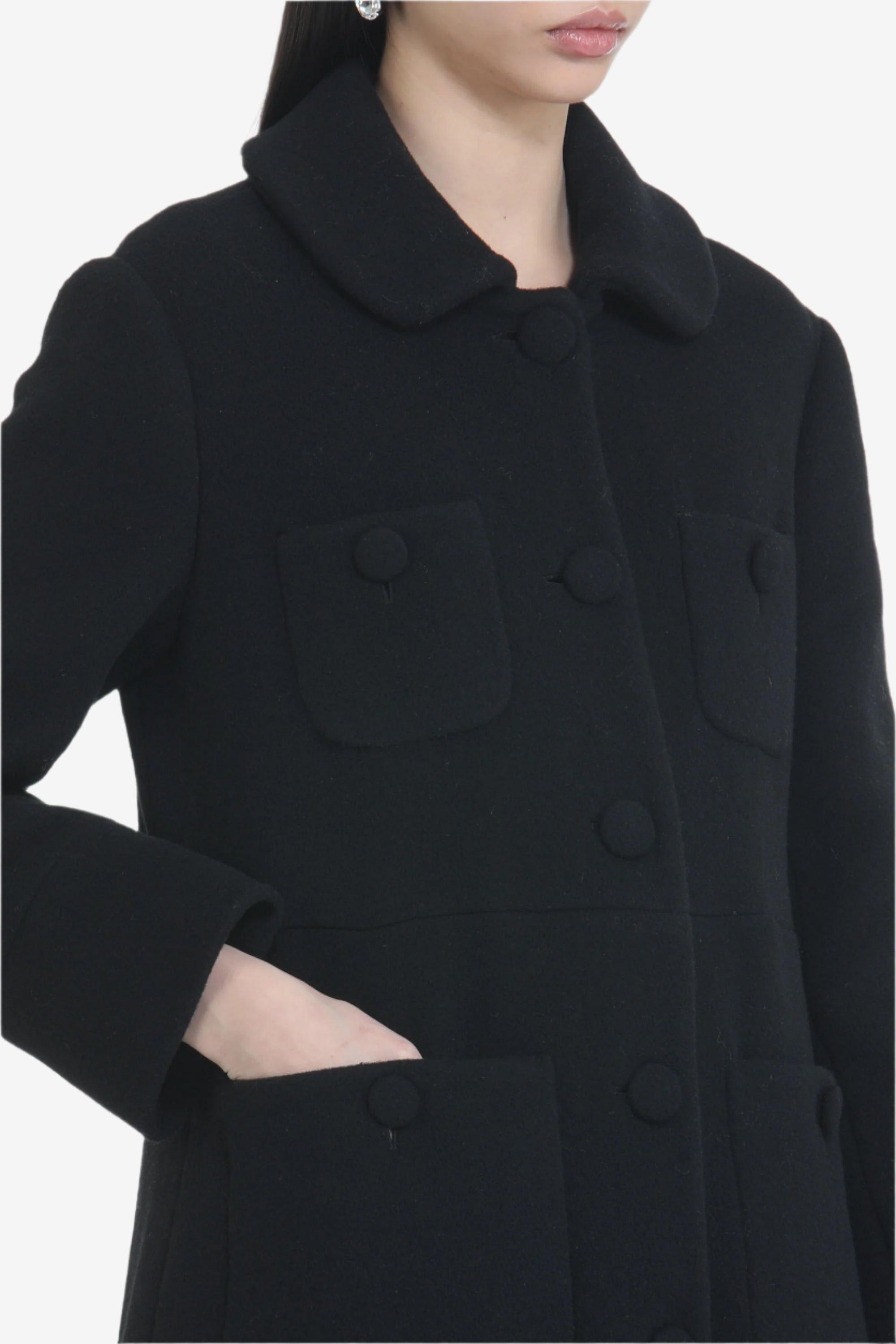 SHORT COAT WITH LARGE BUTTONS AND ROUNDED COLLAR - 5