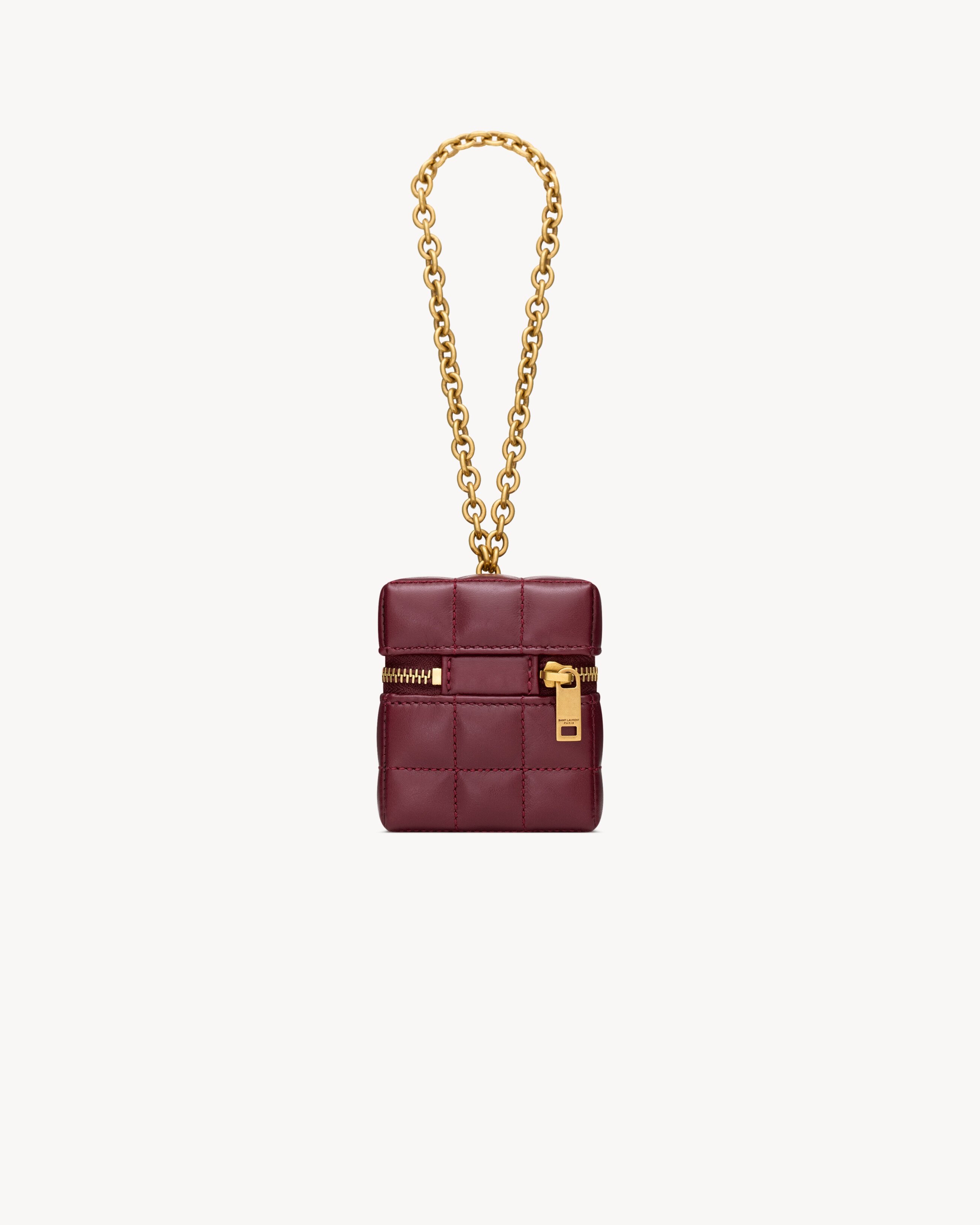 CASSANDRE MATELASSÉ CARRÉ MINI CUBE ON CHAIN IN SHINY LEATHER - 2