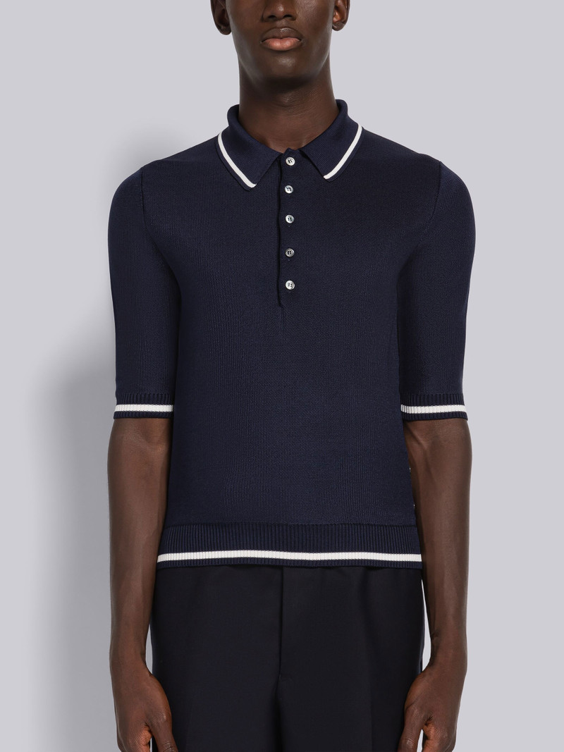 Silk Cotton Pique Tipping Short Sleeve Polo 1