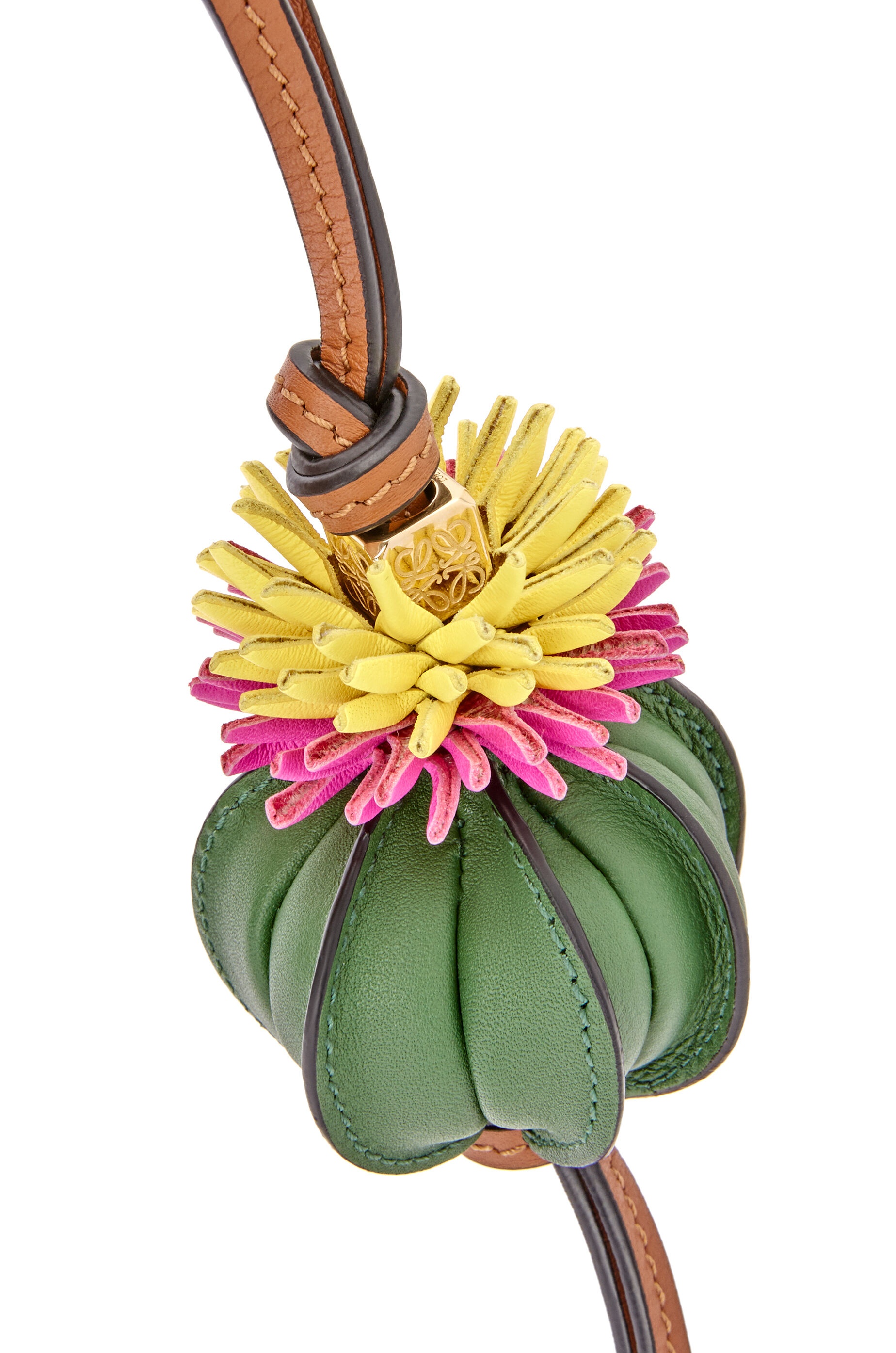 Cactus charm in calfskin and brass - 2