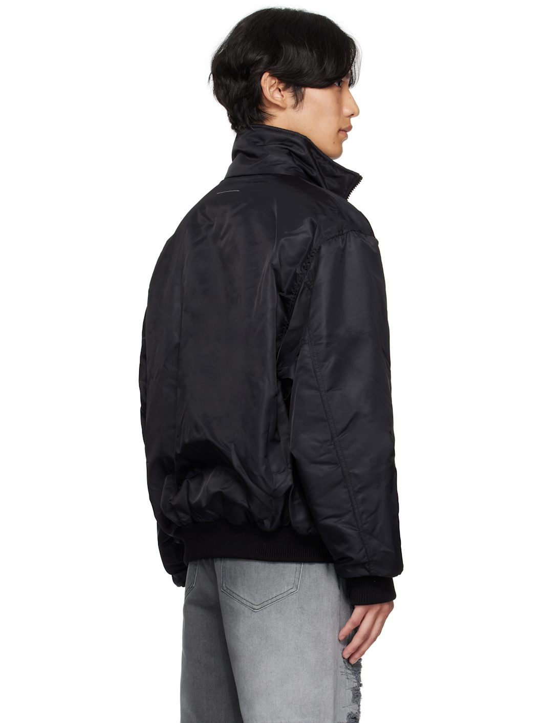 Black Sports Bomber Jacket - 3