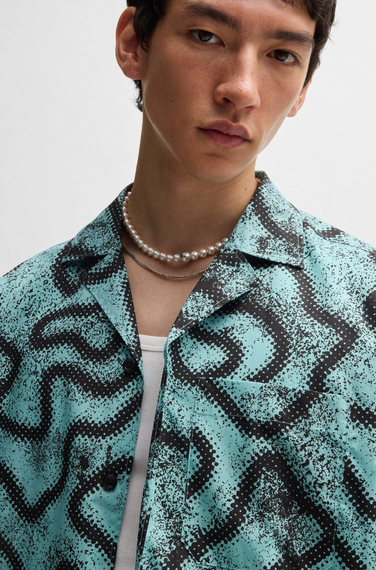 RELAXED-FIT SHIRT IN PRINTED COTTON POPLIN - 3