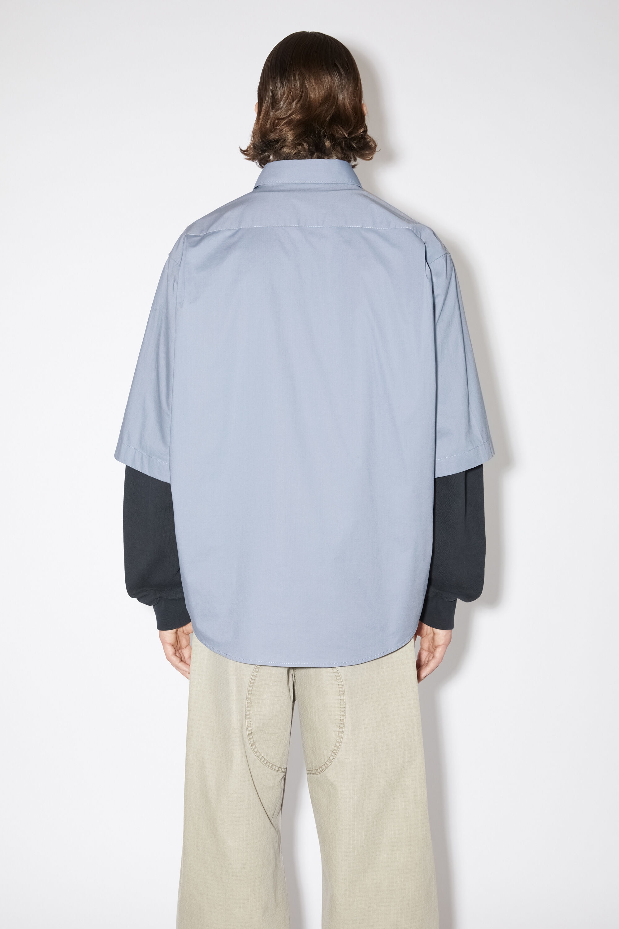 Short sleeve button-up - Dusty blue - 3