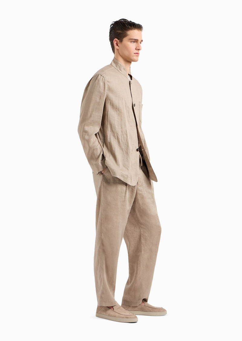 GIORGIO ARMANI Single-breasted, linen canvas jacket outlook