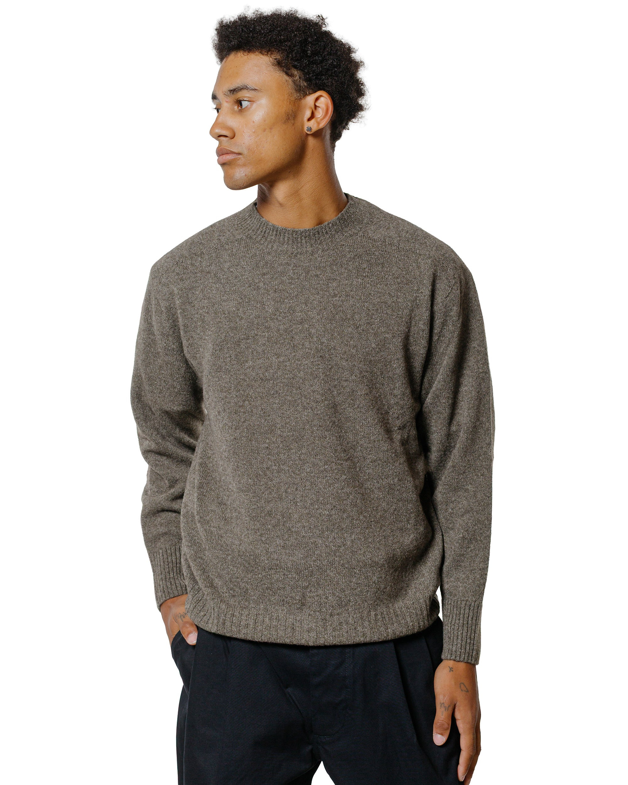 Seamless Crew Neck Yak Wool Cashmere Blend Natural Twist - 2