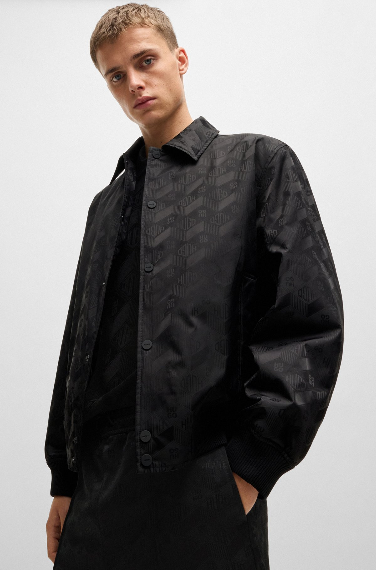 RELAXED-FIT BOMBER JACKET WITH GEOMETRIC-LOGO JACQUARD - 6