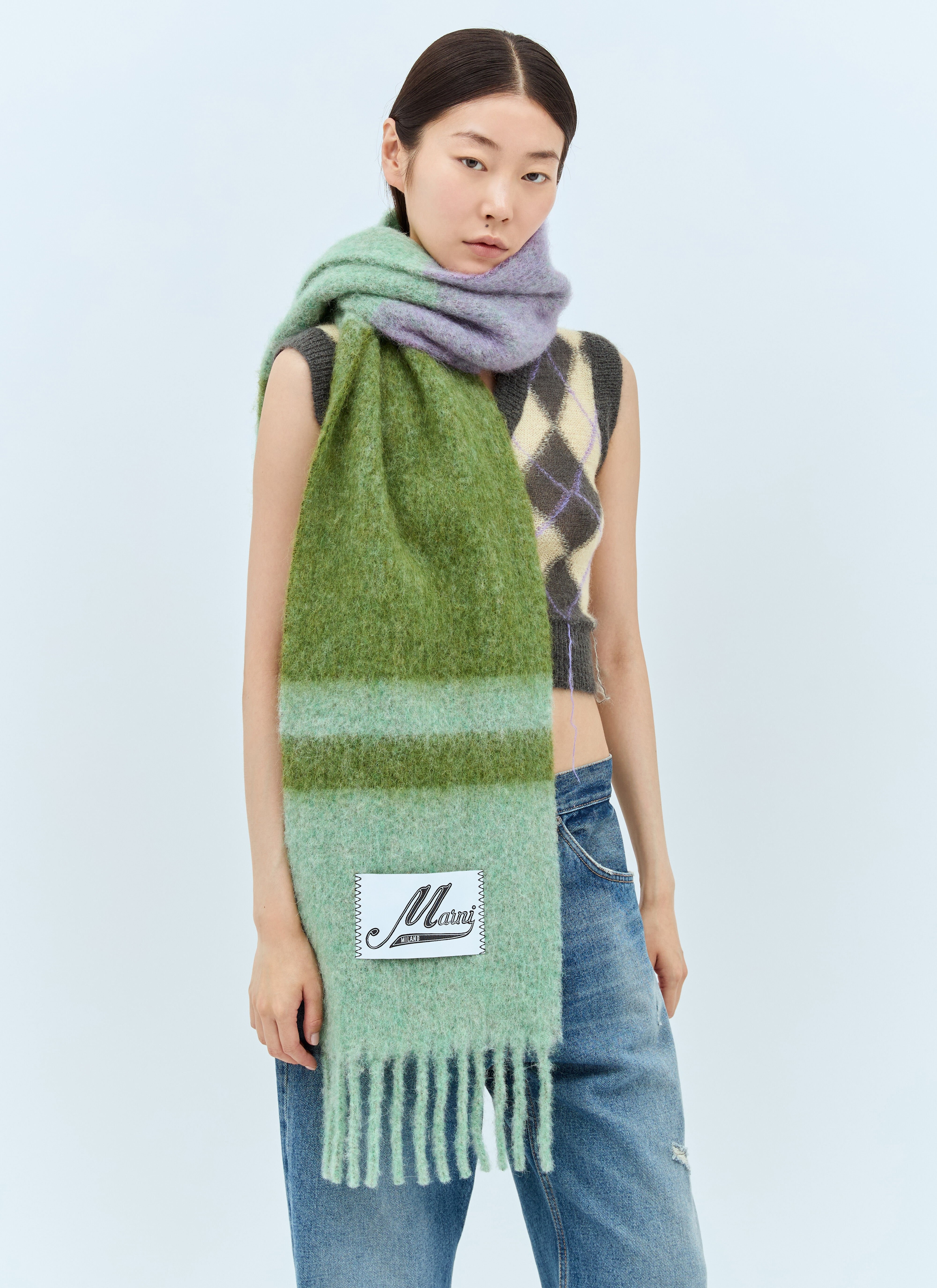 マフラー・ストール MARNI Logo Patch SCMC0122Y0 UAW037 STC68 Scarf Muffler Shawl Marni Logo Patch Scarf | lncc | REVERSIBLE