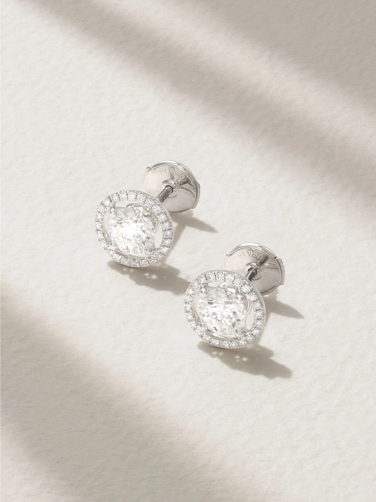 Aura Solitaire platinum diamond earrings Silver - 1