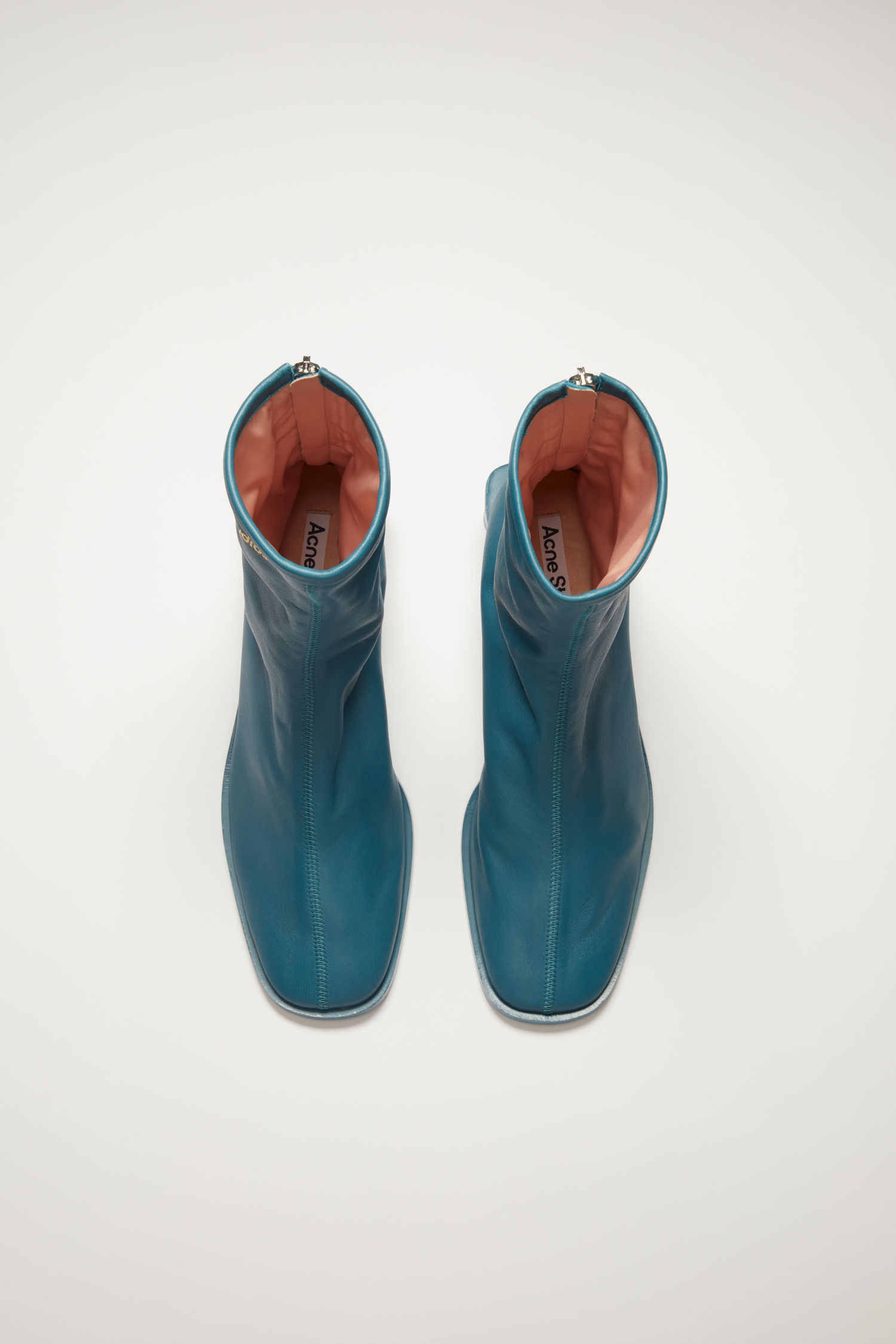 Branded leather boots teal blue/teal blue - 2