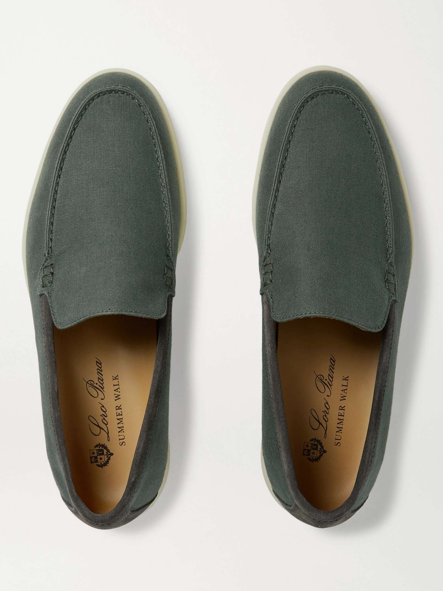 Summer Walk Suede-Trimmed Linen Loafers - 8