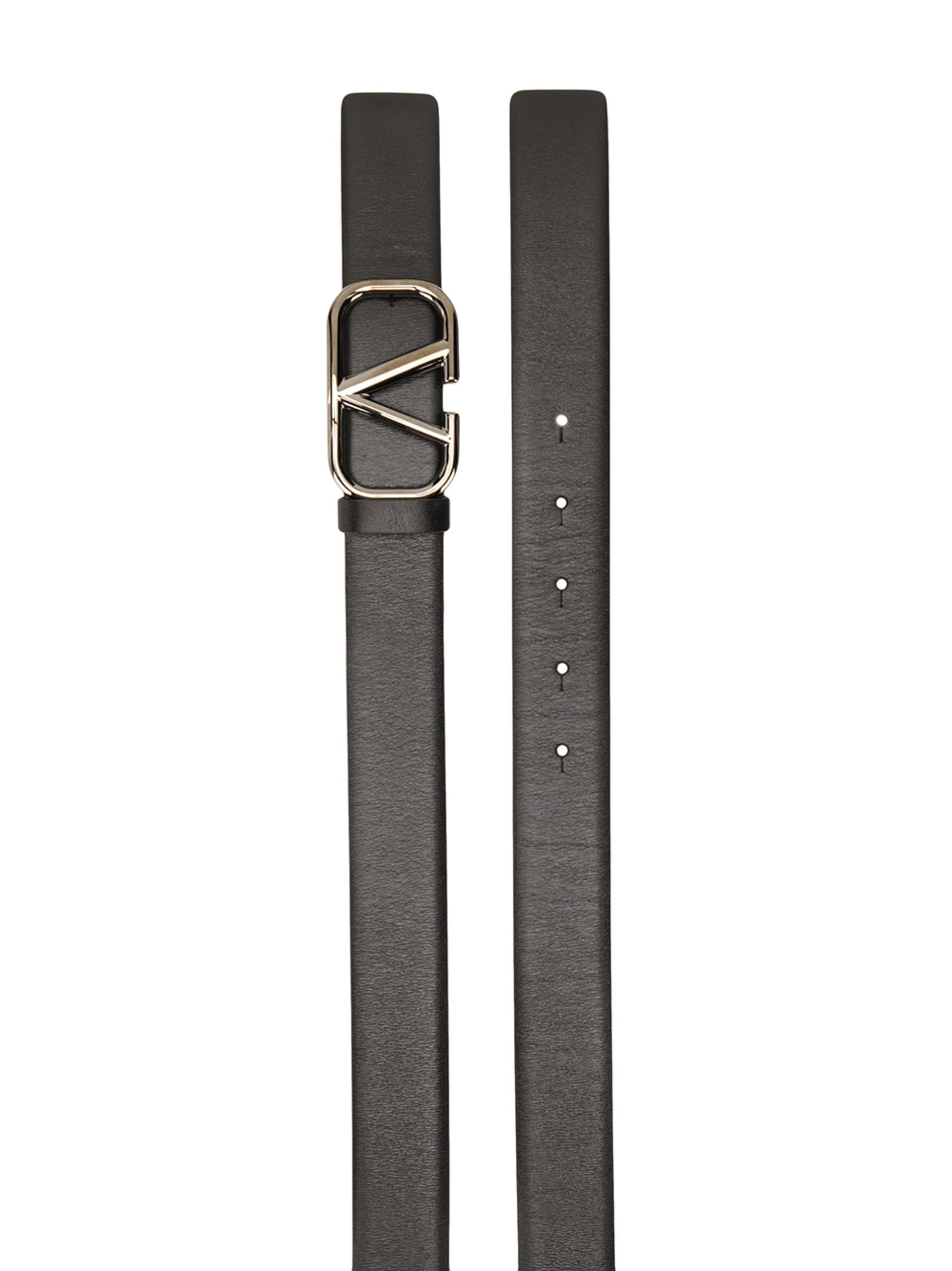 Black VLogo Signature Leather Belt - 2
