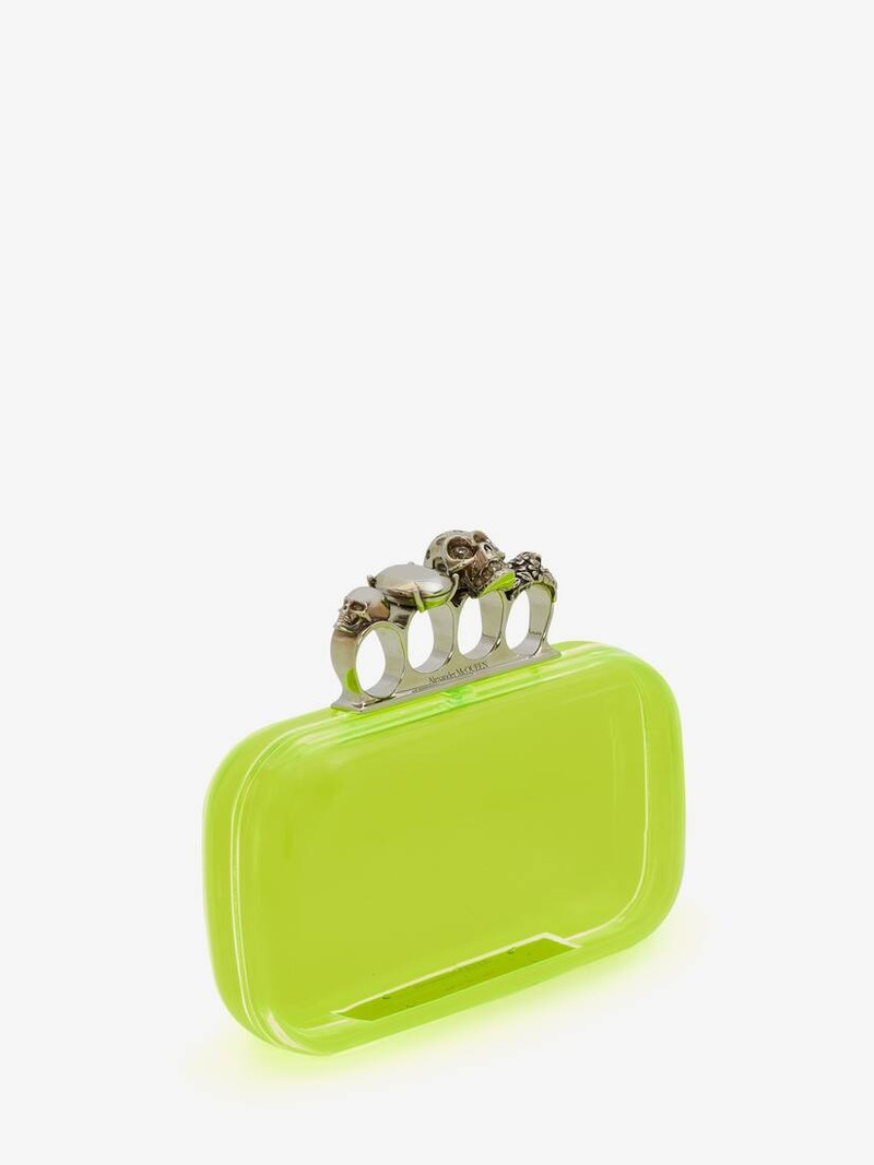 Alexander McQueen Women's Skull Four Ring Clutch in Acid Yellow outlook