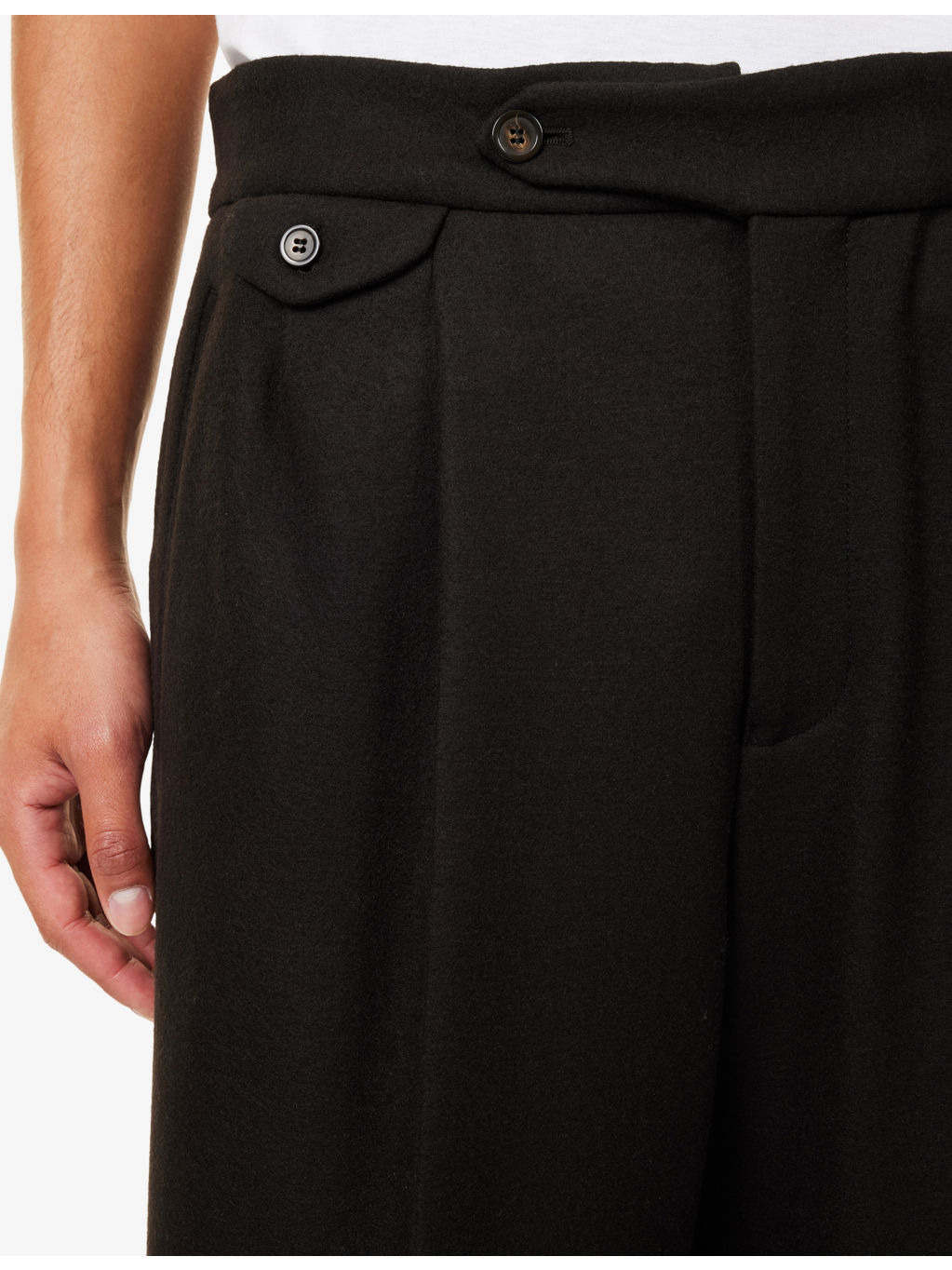 Flat Front Straight-Leg Wool Trousers - 5