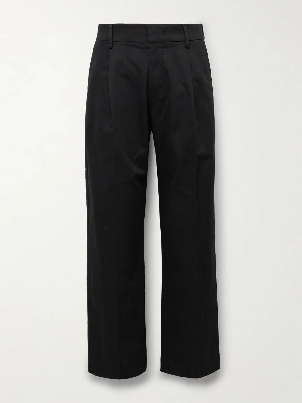 Kay 1420 Wide-Leg Pleated Organic Cotton-Blend Twill Trousers - 1