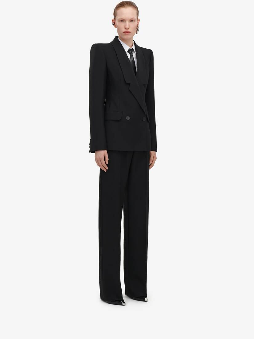 Women's Upside-down Lapel Jacket in Black - 3