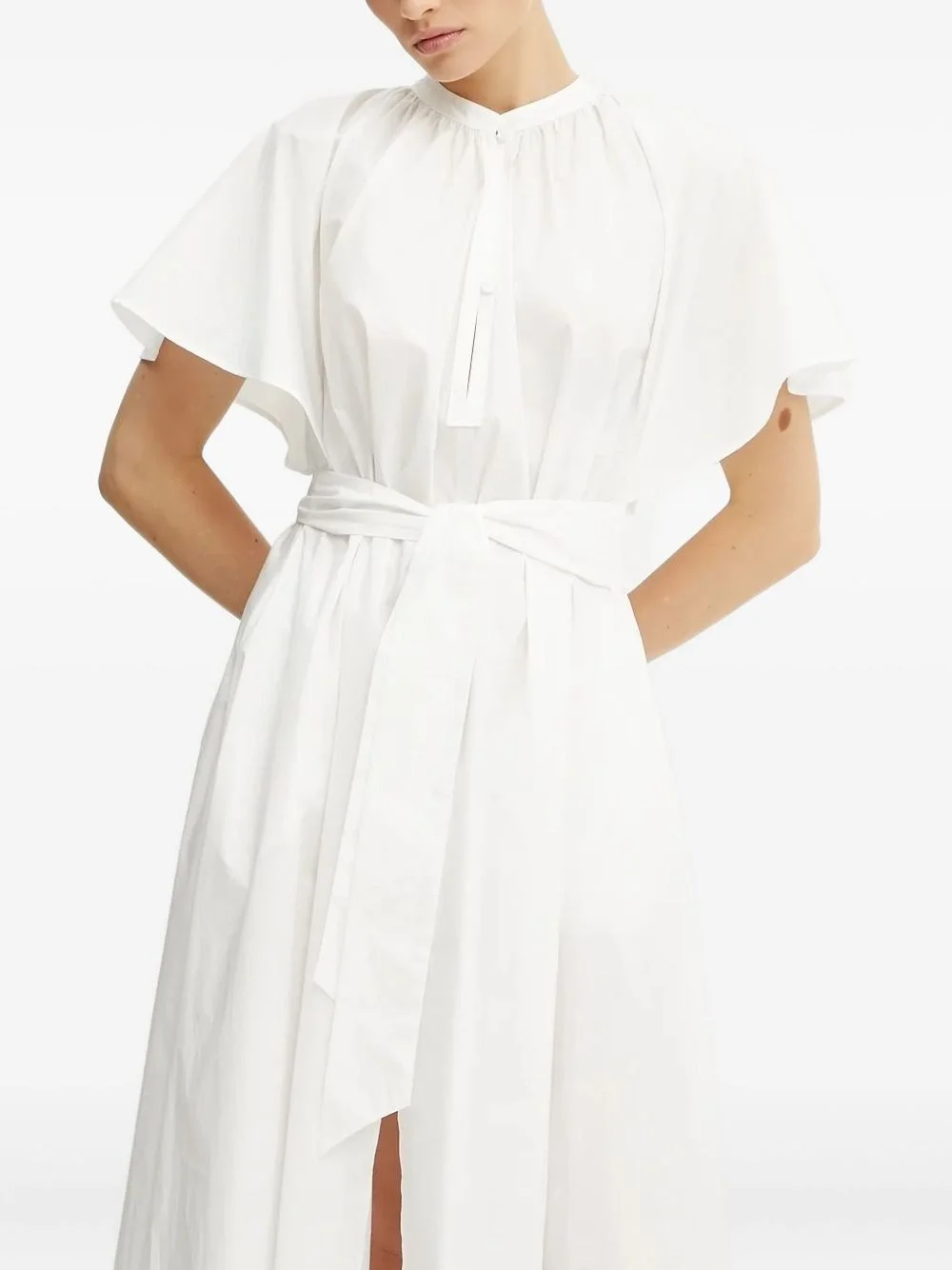 flutter-sleeve belted maxi dress - 1