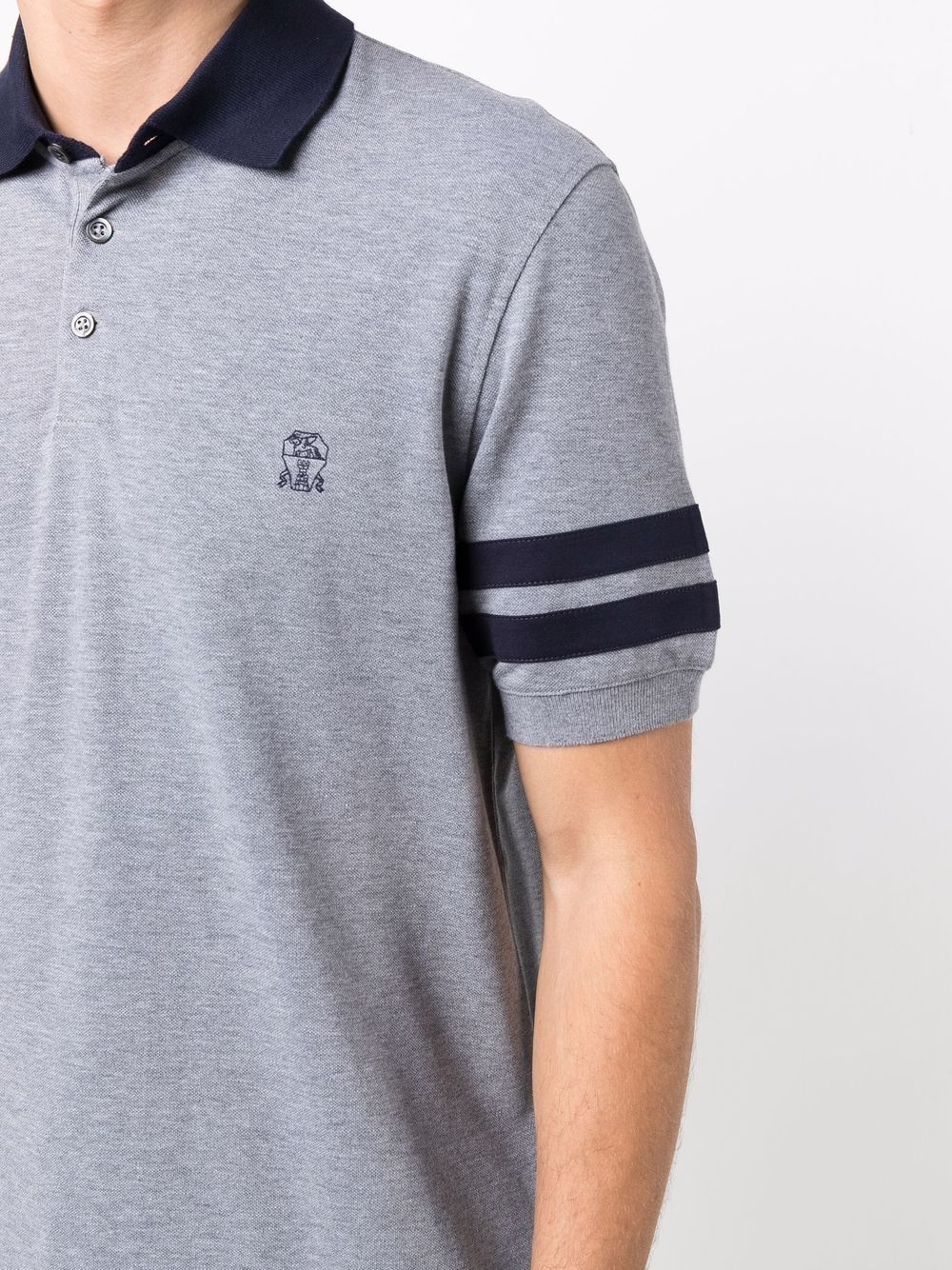 stripe-trim cotton polo shirt - 5