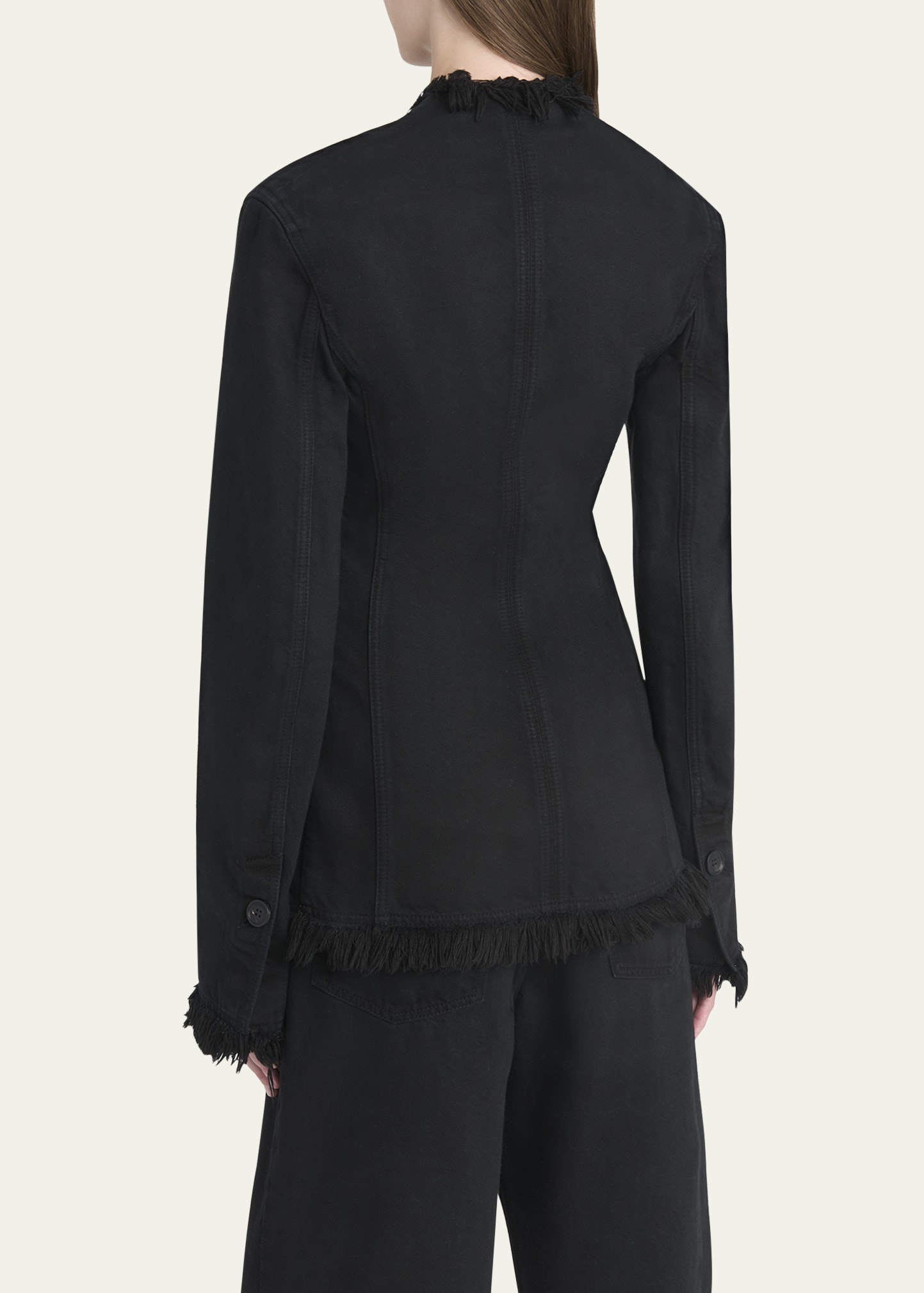 Fringe-Trim Plunge Blazer - 3
