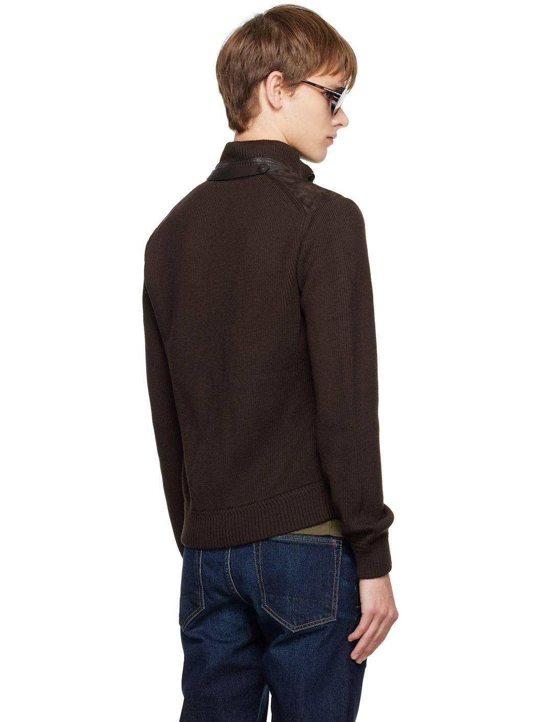 Brown Suede Front Merino Leather Jacket - 3