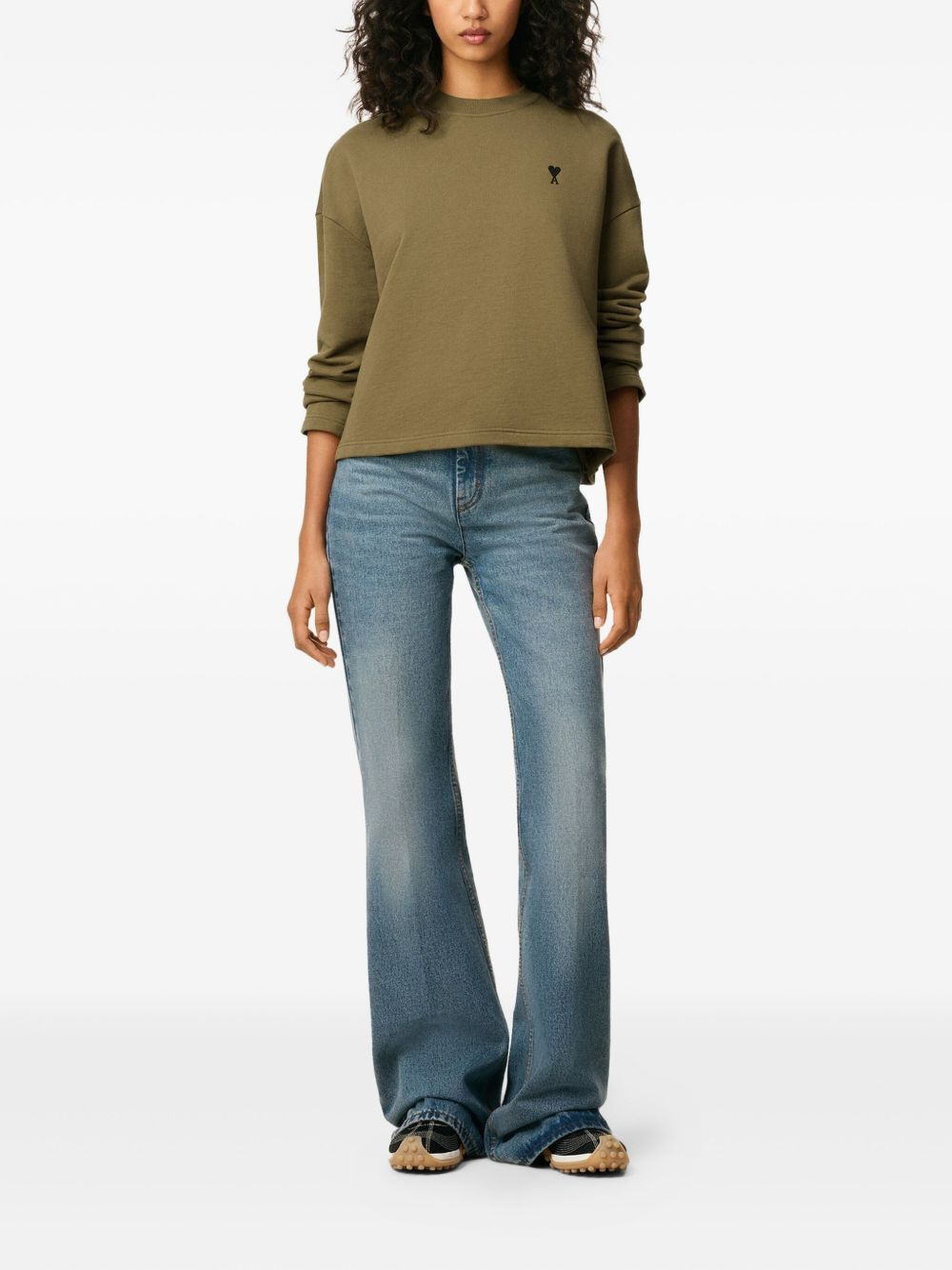 heart-embroidered cotton sweatshirt - 2