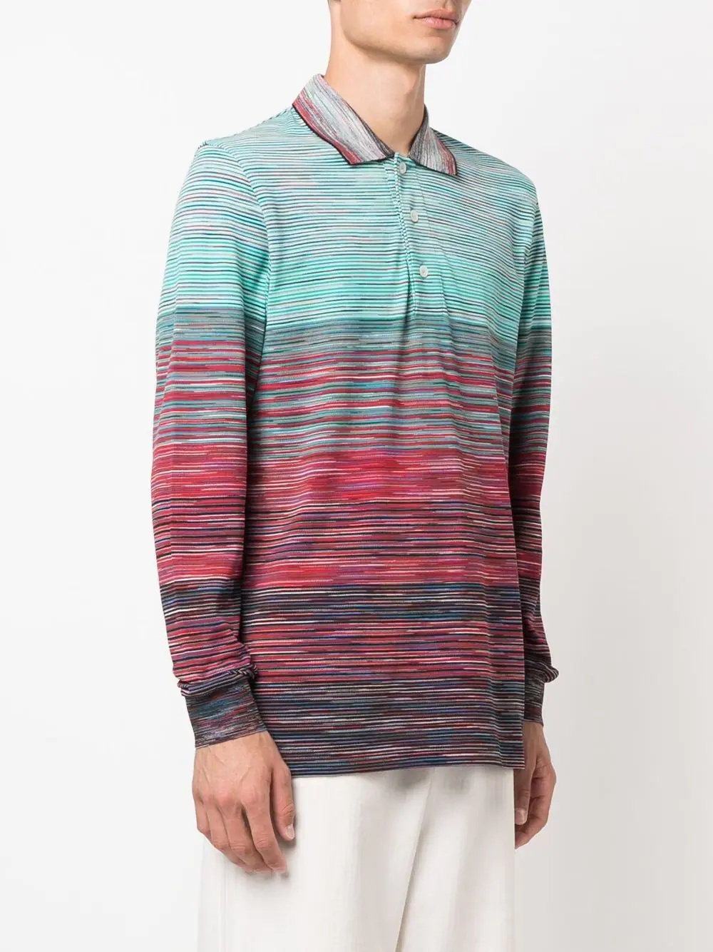 striped long-sleeve polo shirt - 3