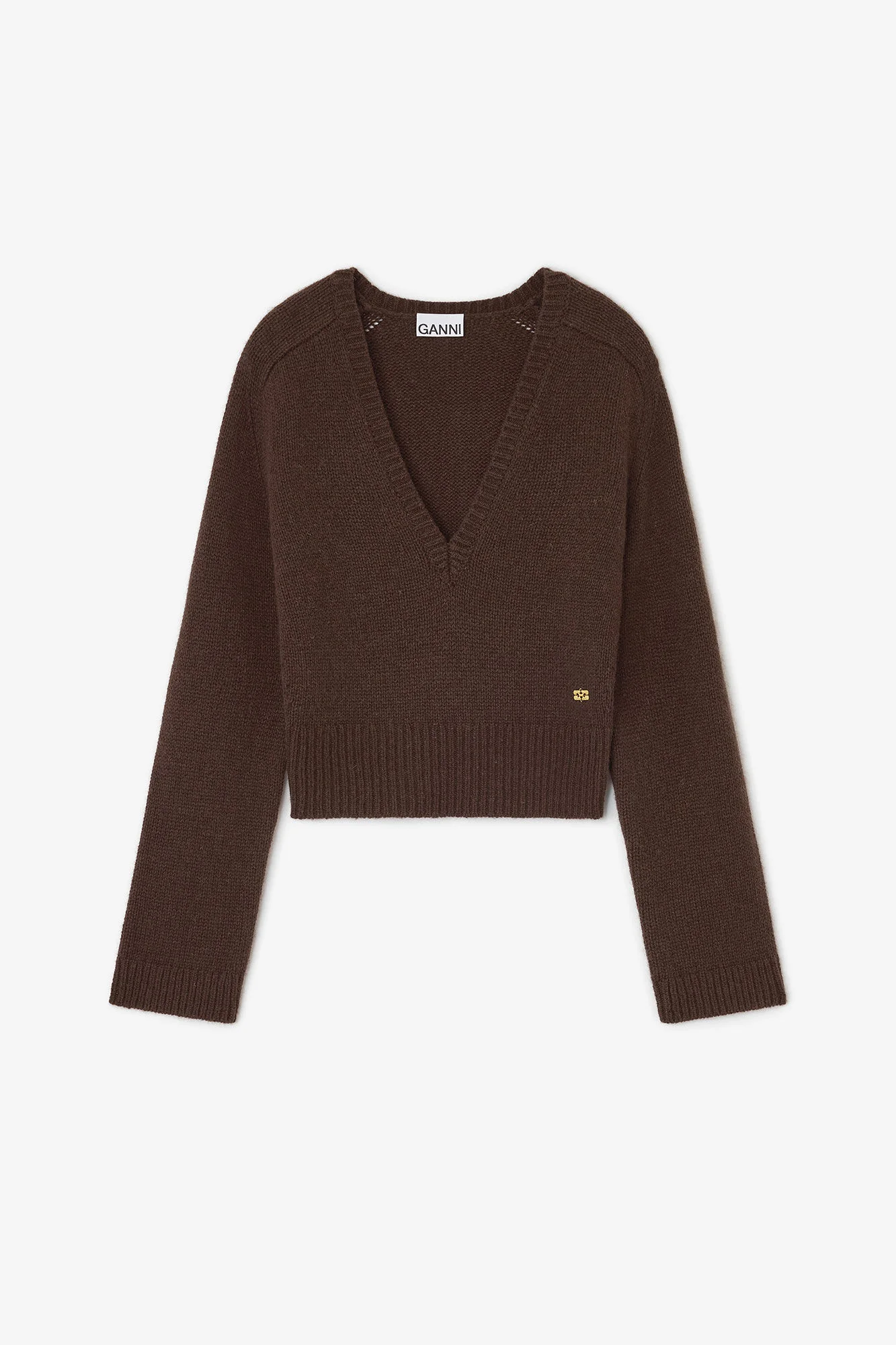 BROWN V-NECK SWEATER - 1