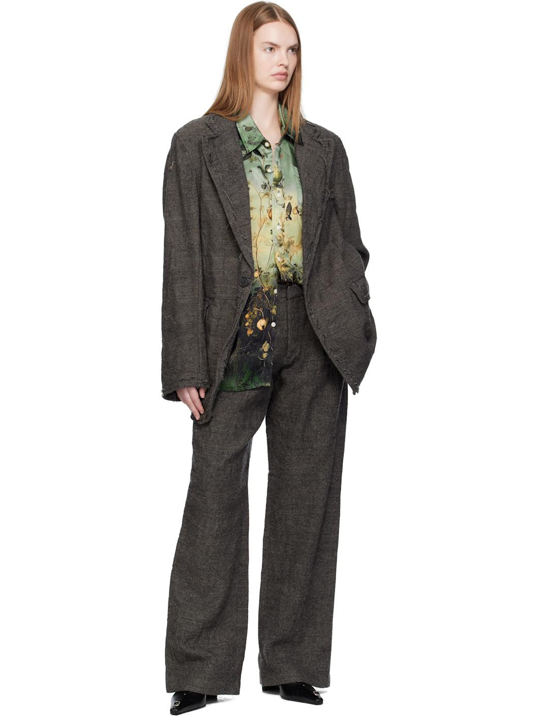 Gray Wide Leg Trousers - 4