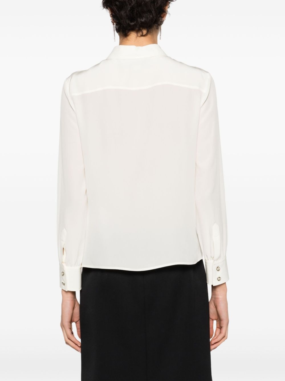 logo-embroidered silk shirt - 4