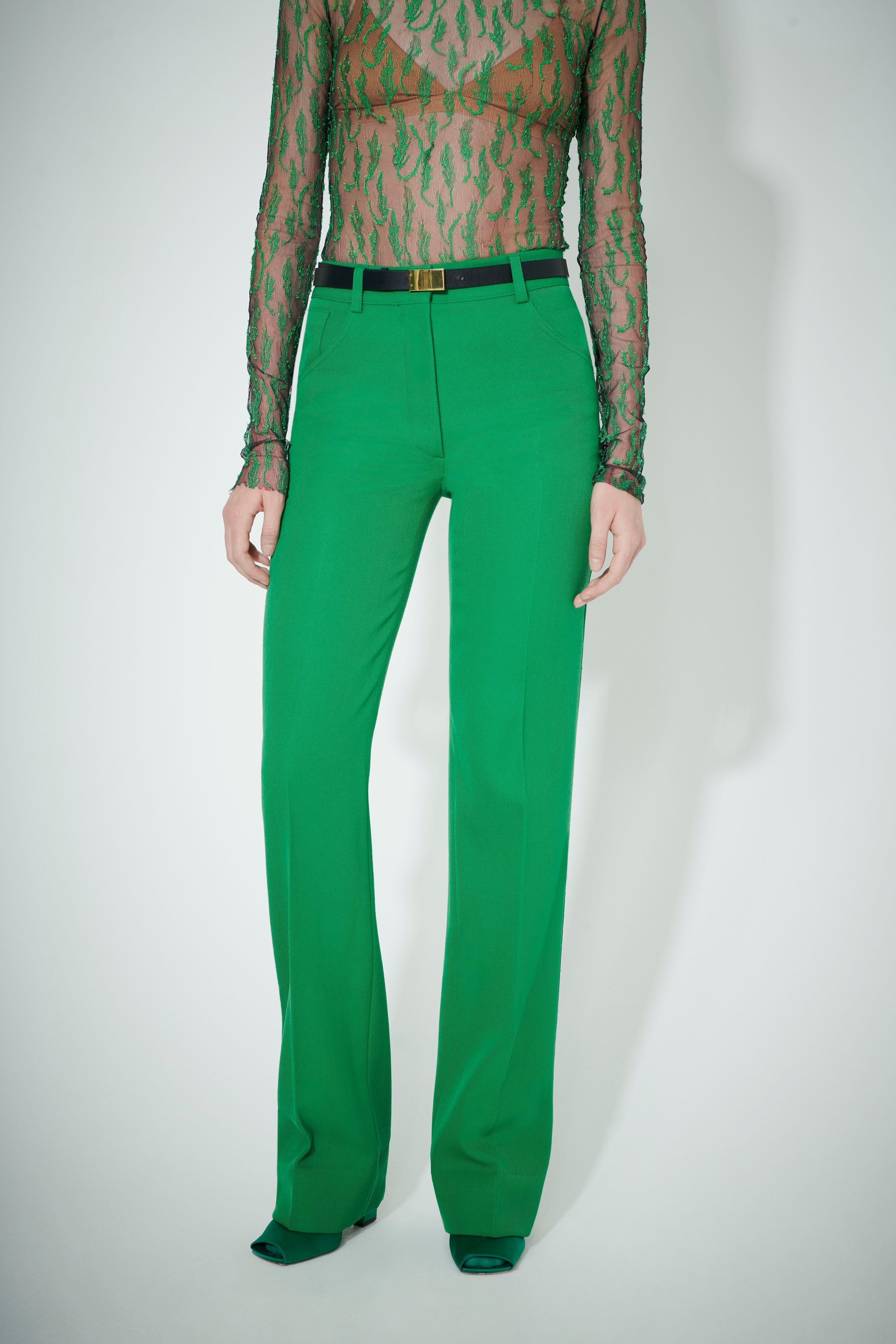 90s Straight Leg Trouser in Bright Green - 3