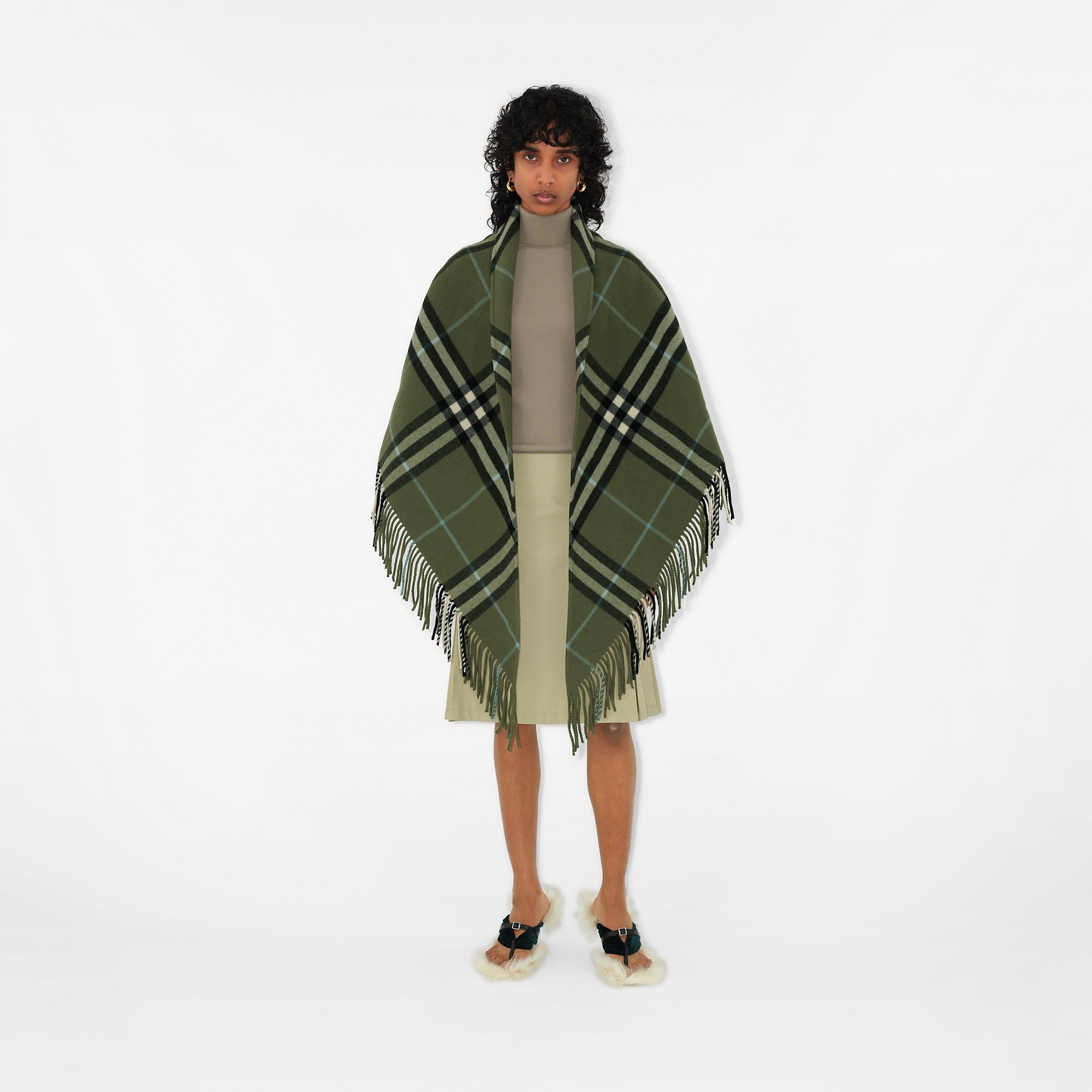 Check Wool Cape - 2