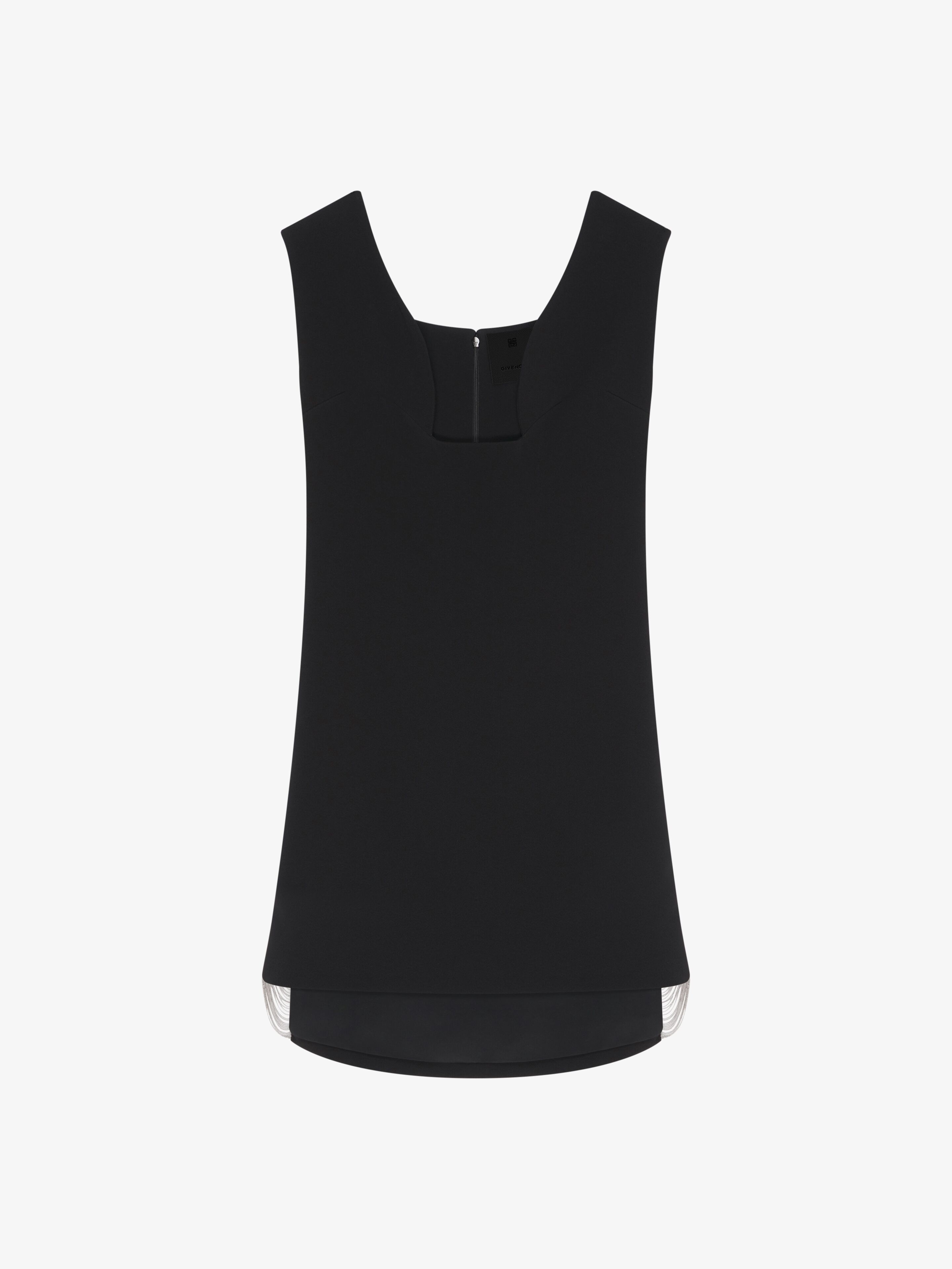 DRESS IN SABLE STRETCH WITH CHAINS - 1