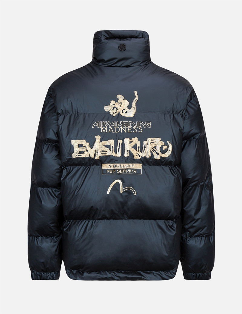 EVISU Logo and Slogan Embroidered Metallic Padded Jacket outlook