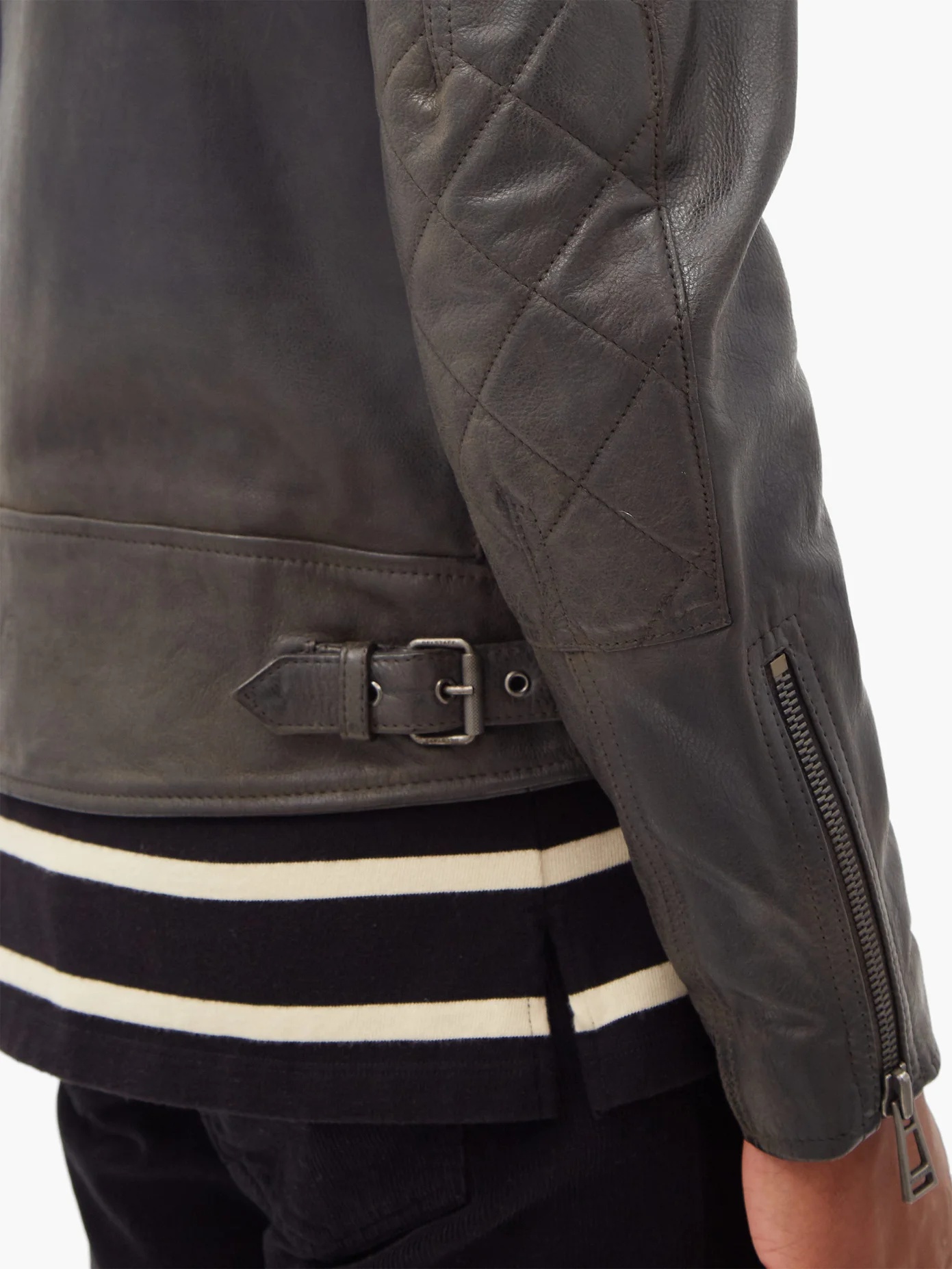 Outlaw quilted-panel leather jacket - 4