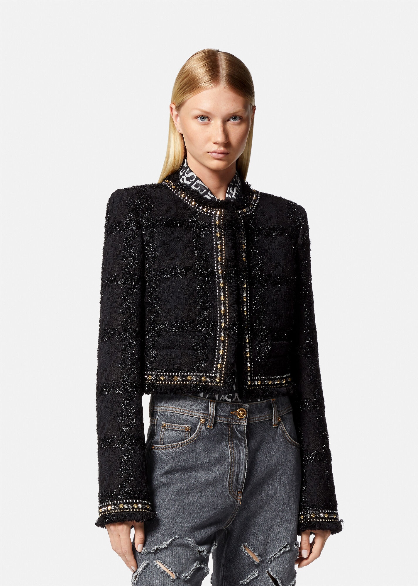 Spiked Tweed Blazer - 3